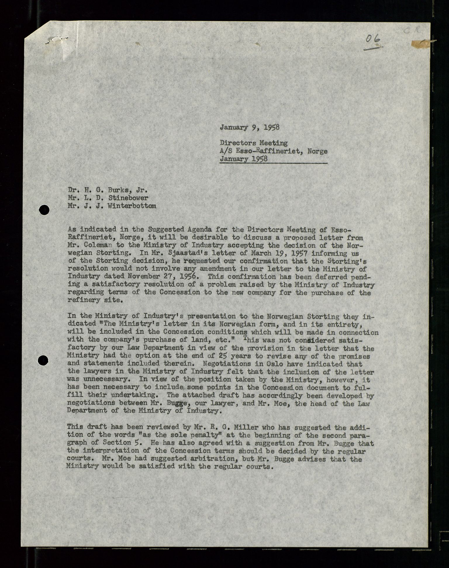 PA 1537 - A/S Essoraffineriet Norge, AV/SAST-A-101957/A/Aa/L0001/0001: Styremøter / Styremøter, board meetings, 1959-1961, p. 308