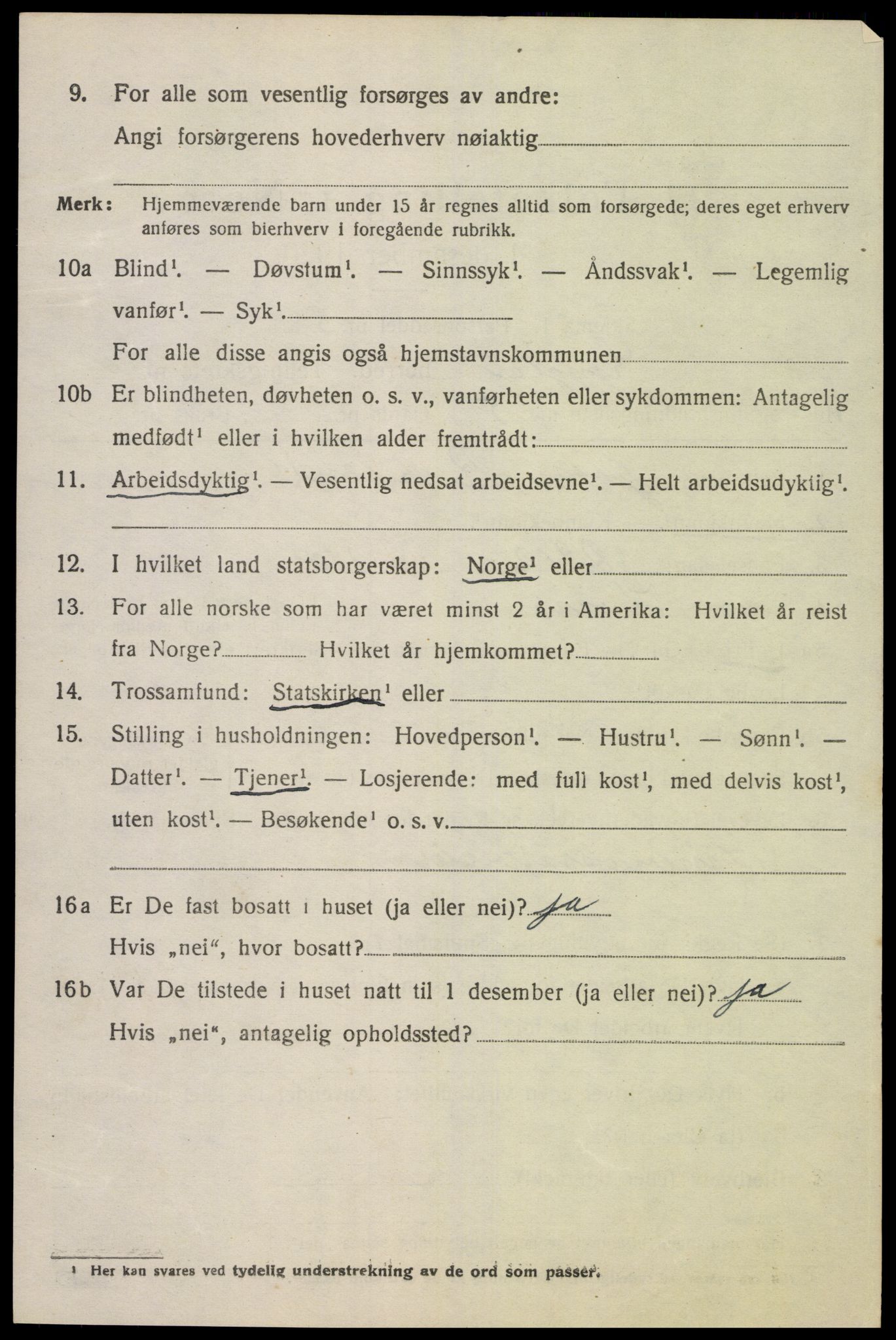 SAK, 1920 census for Lyngdal, 1920, p. 5336