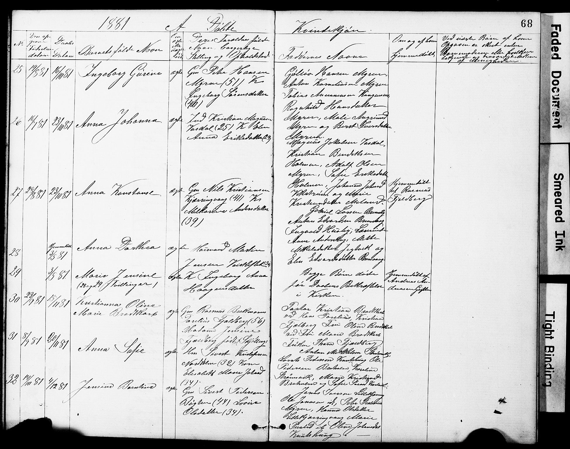 Ministerialprotokoller, klokkerbøker og fødselsregistre - Sør-Trøndelag, AV/SAT-A-1456/634/L0541: Parish register (copy) no. 634C03, 1874-1891, p. 68