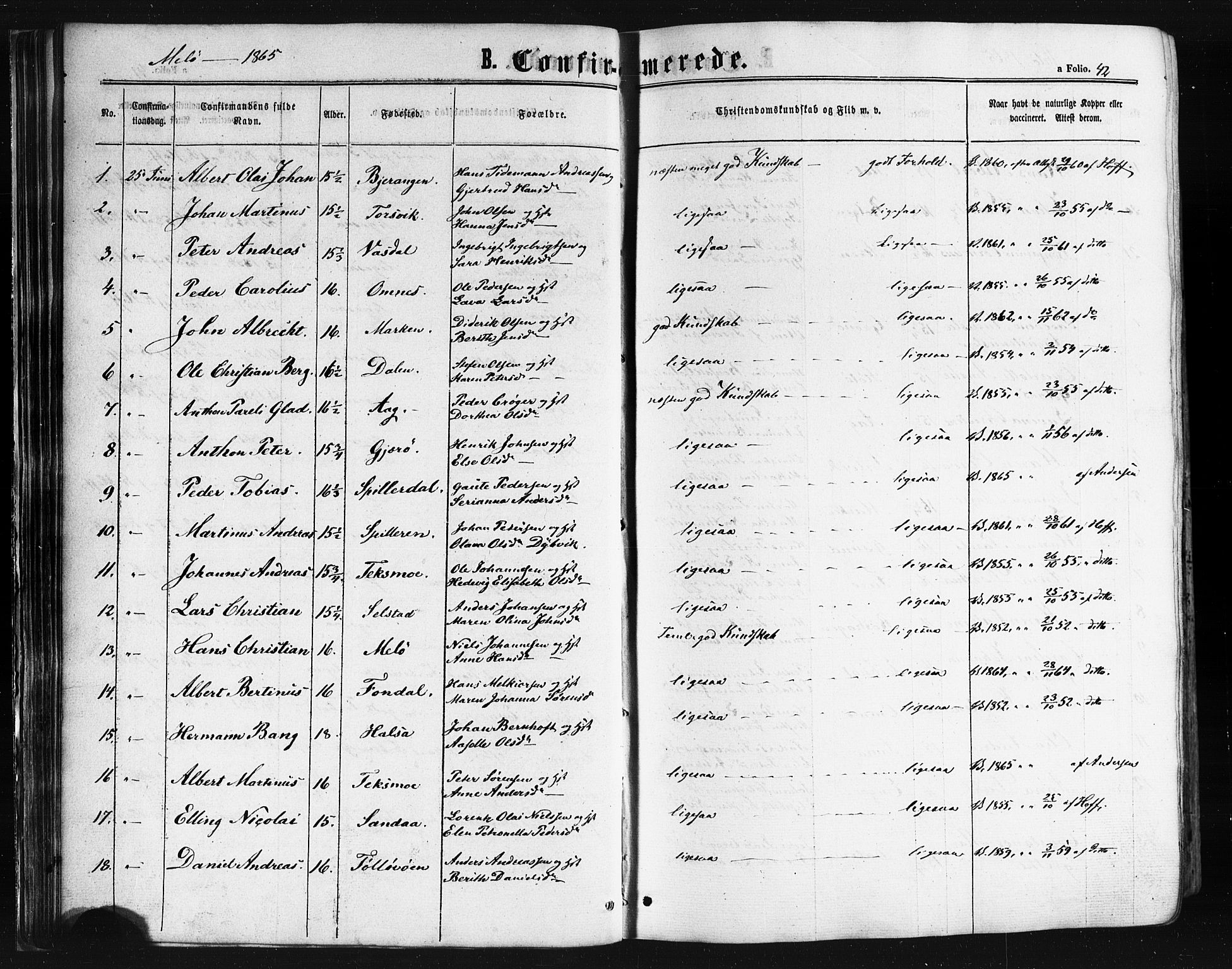 Ministerialprotokoller, klokkerbøker og fødselsregistre - Nordland, AV/SAT-A-1459/841/L0607: Parish register (official) no. 841A11 /2, 1863-1877, p. 42