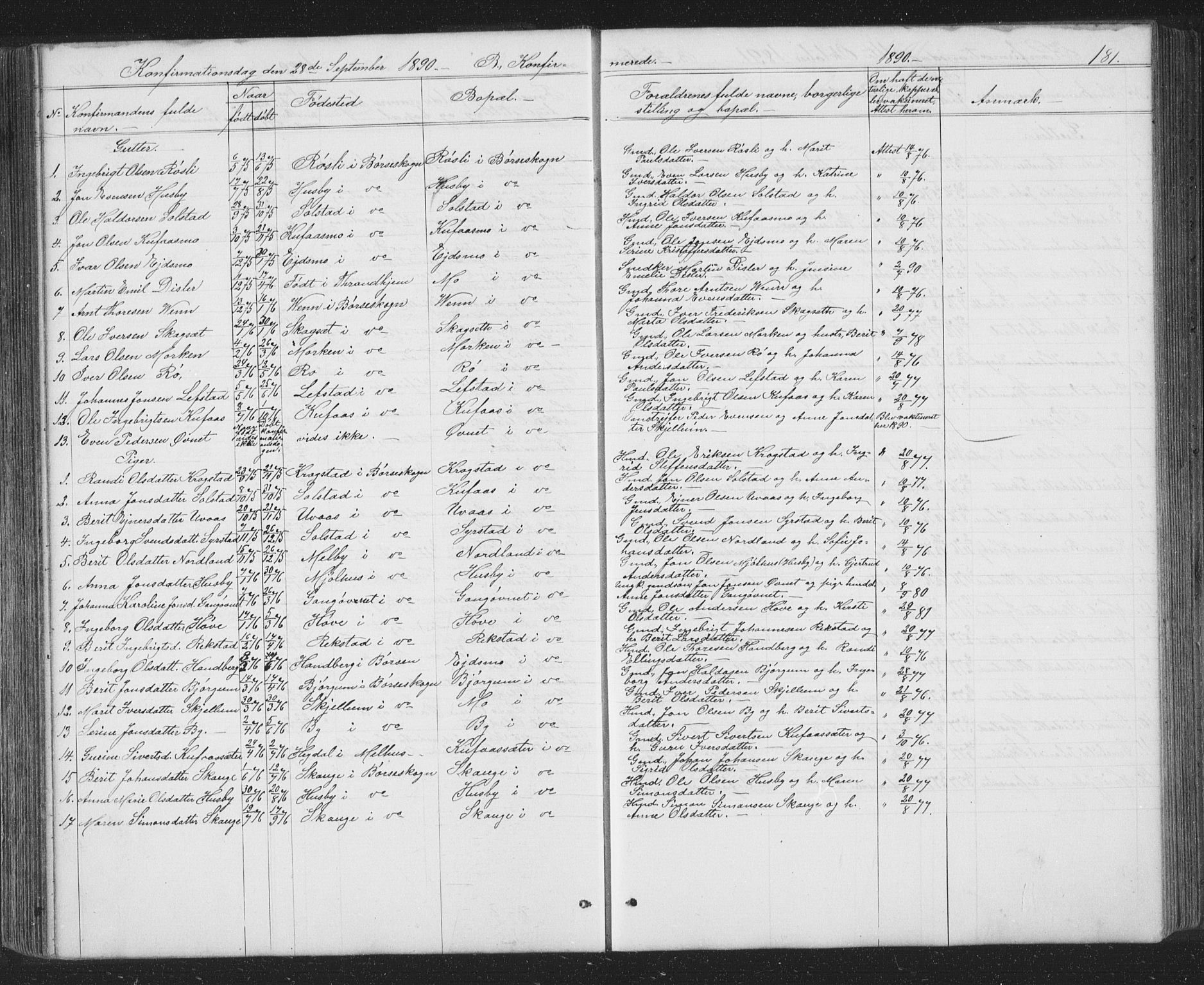 Ministerialprotokoller, klokkerbøker og fødselsregistre - Sør-Trøndelag, SAT/A-1456/667/L0798: Parish register (copy) no. 667C03, 1867-1929, p. 181
