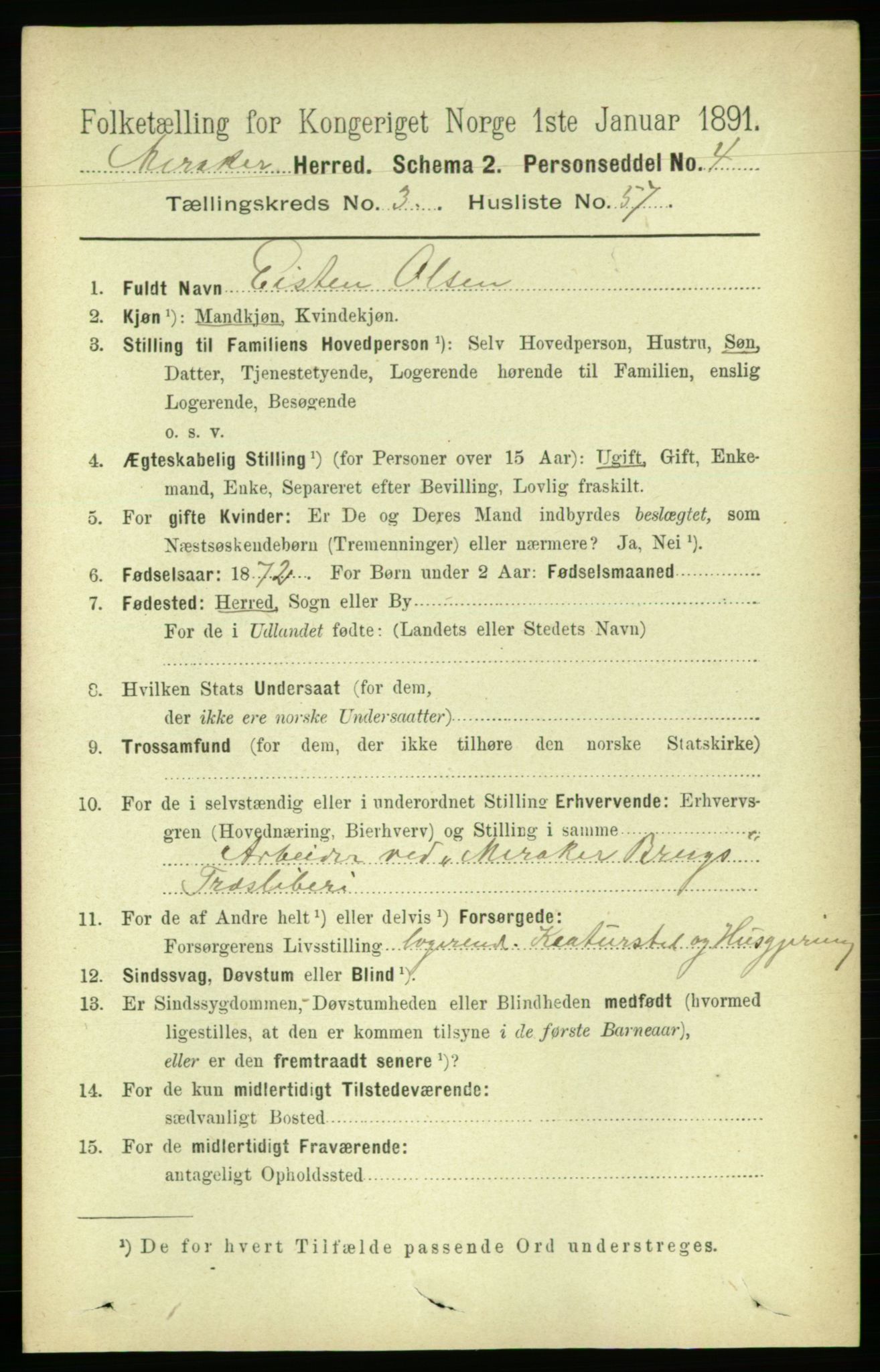 RA, 1891 census for 1711 Meråker, 1891, p. 1556