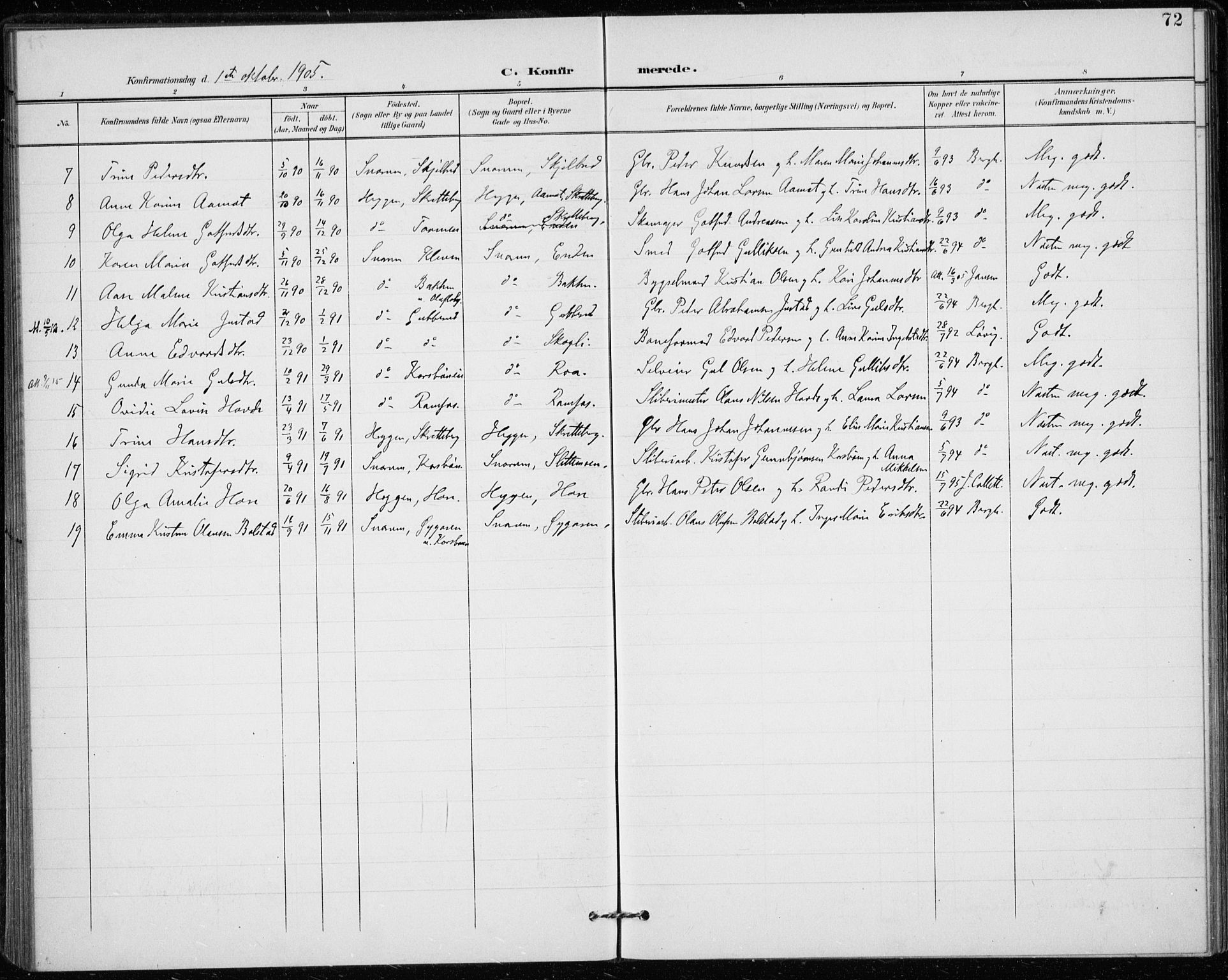 Modum kirkebøker, AV/SAKO-A-234/F/Fa/L0020: Parish register (official) no. 20, 1900-1917, p. 72