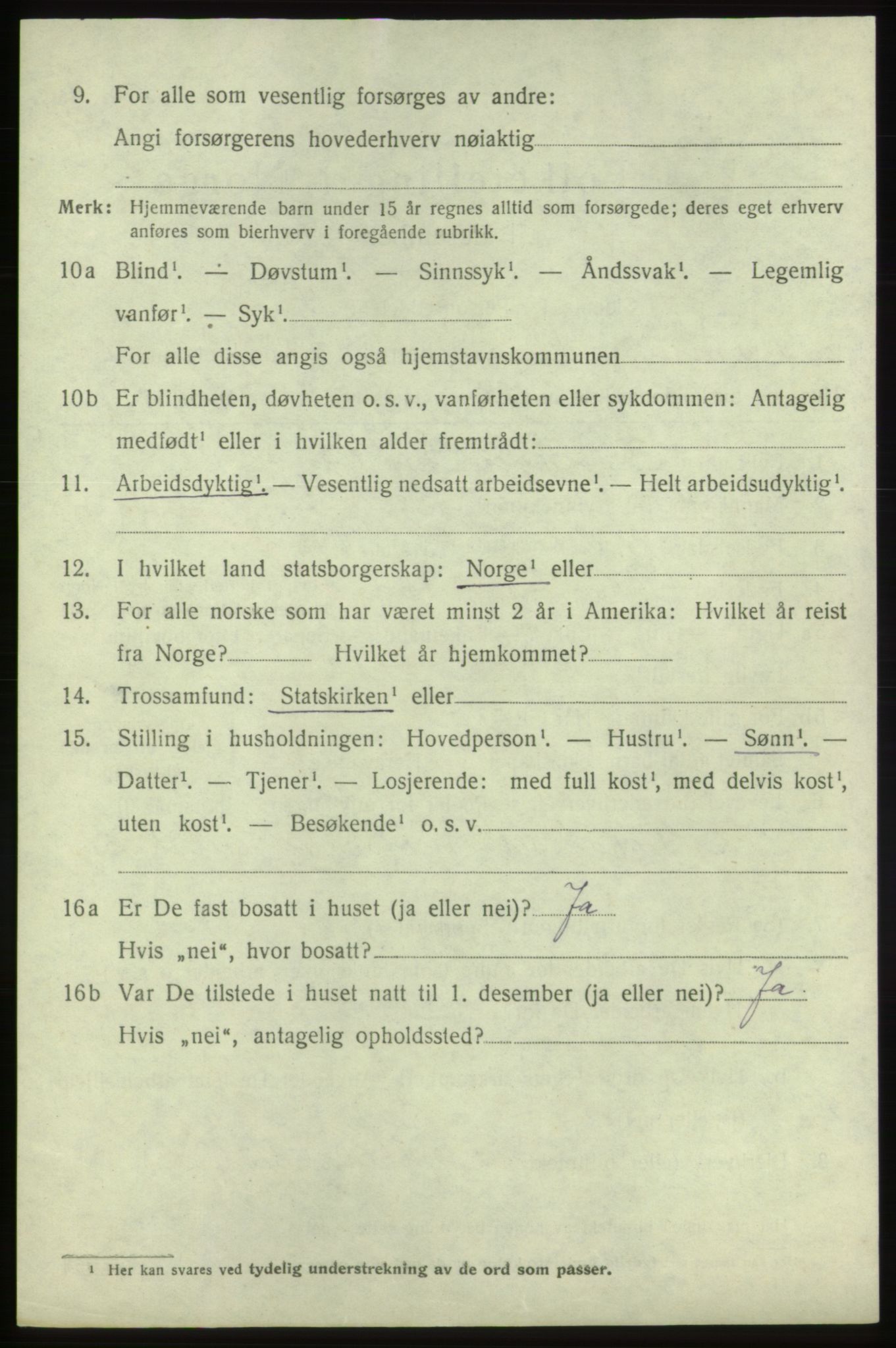 SAB, 1920 census for Bremnes, 1920, p. 3835