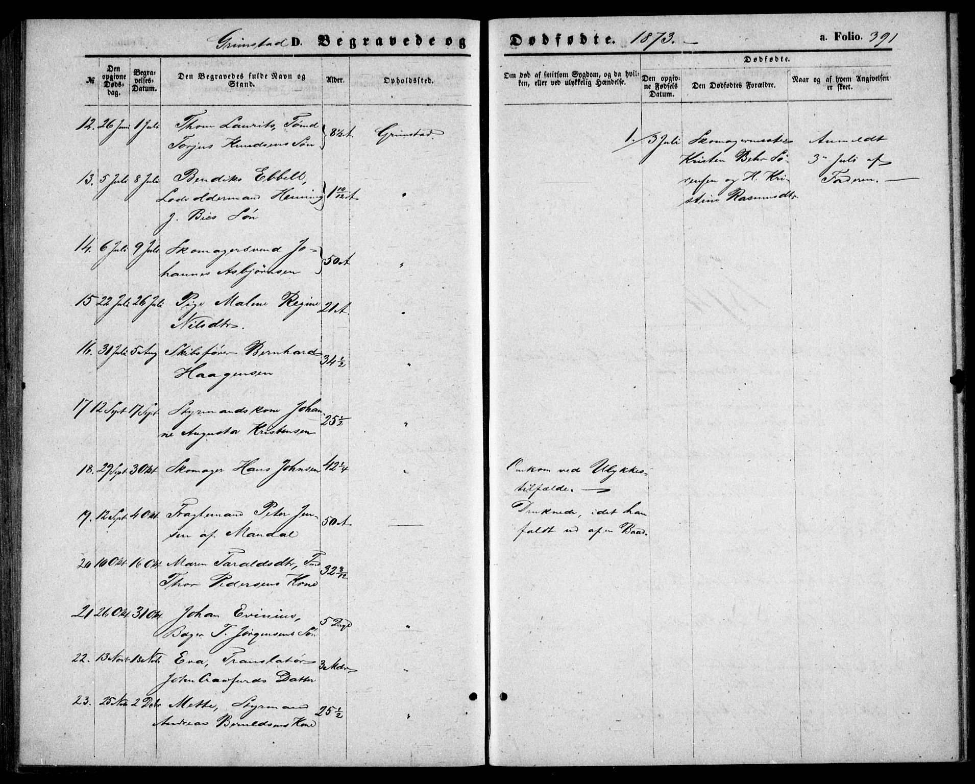 Fjære sokneprestkontor, SAK/1111-0011/F/Fb/L0009: Parish register (copy) no. B 9, 1867-1870, p. 391