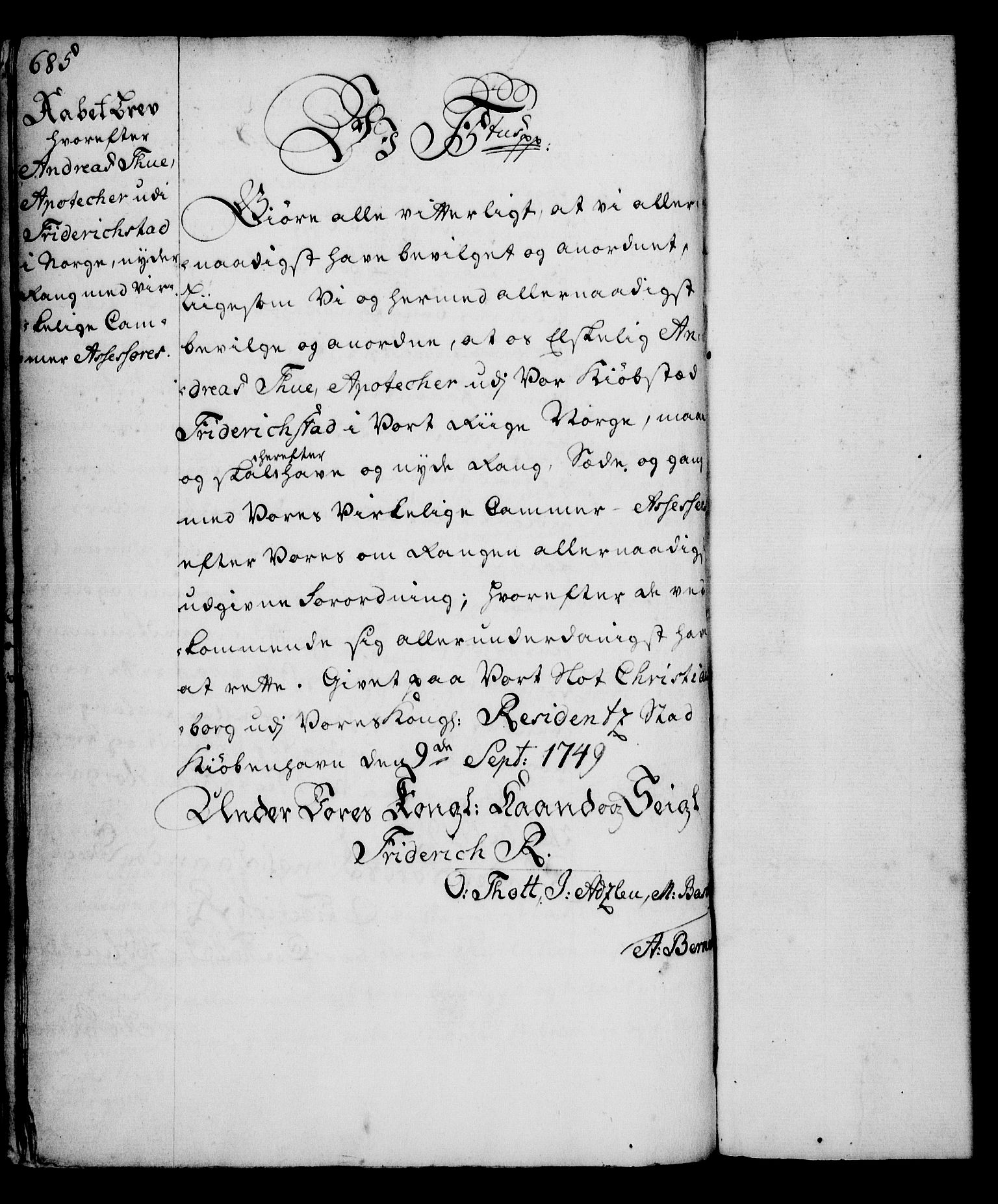 Rentekammeret, Kammerkanselliet, RA/EA-3111/G/Gg/Gga/L0005: Norsk ekspedisjonsprotokoll med register (merket RK 53.5), 1741-1749, p. 685