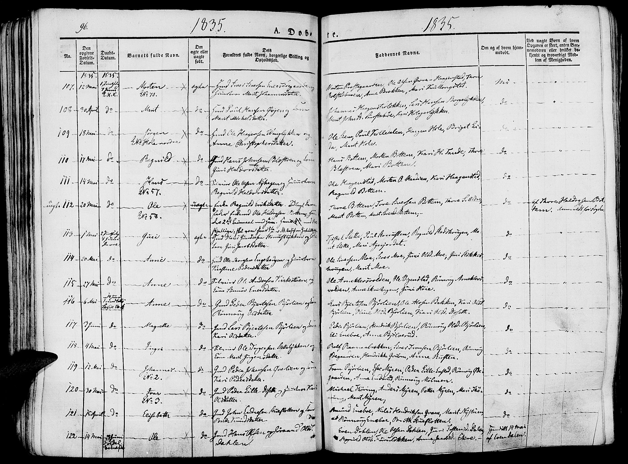Lesja prestekontor, AV/SAH-PREST-068/H/Ha/Haa/L0005: Parish register (official) no. 5, 1830-1842, p. 96