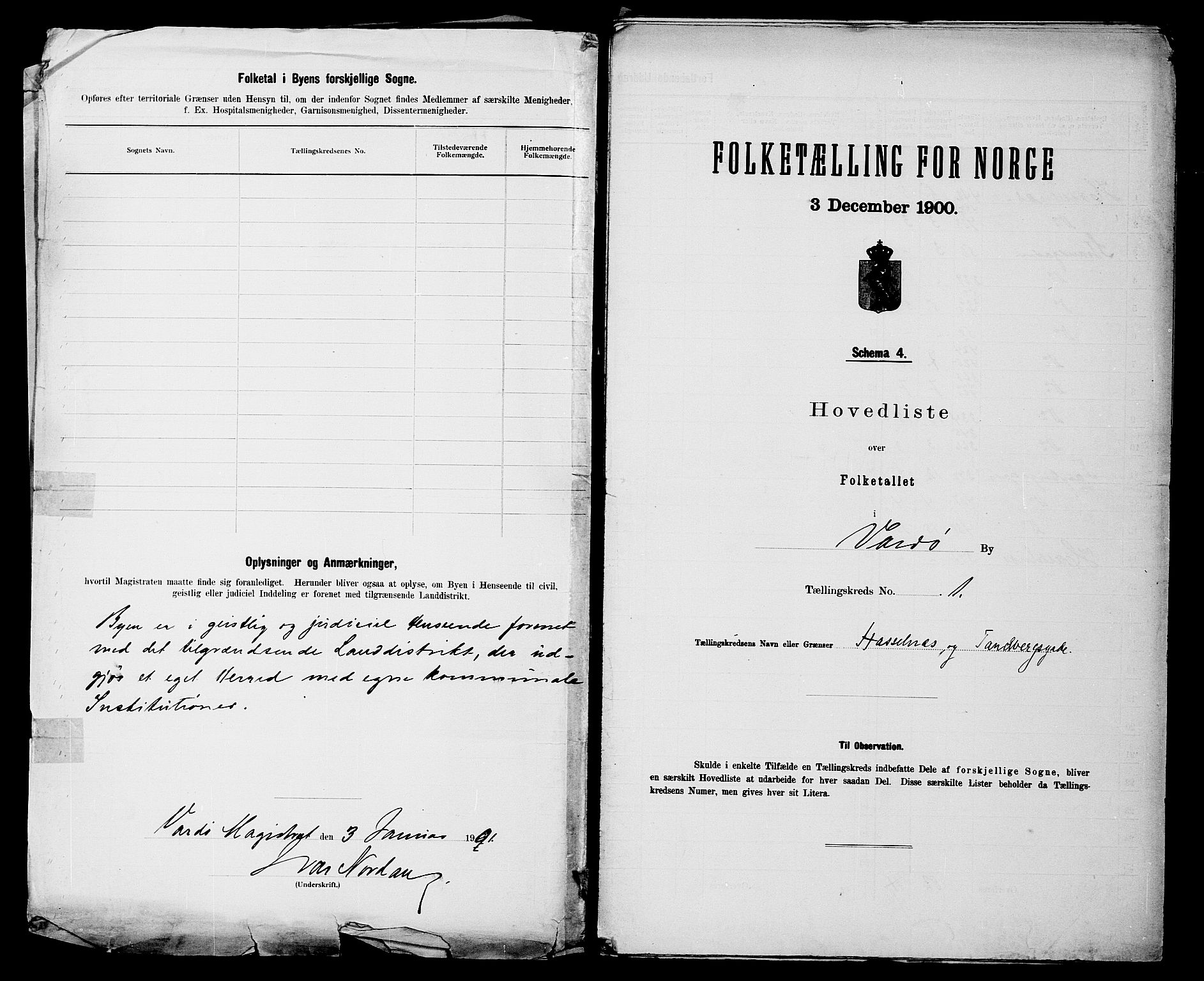 SATØ, 1900 census for Vardø, 1900, p. 4