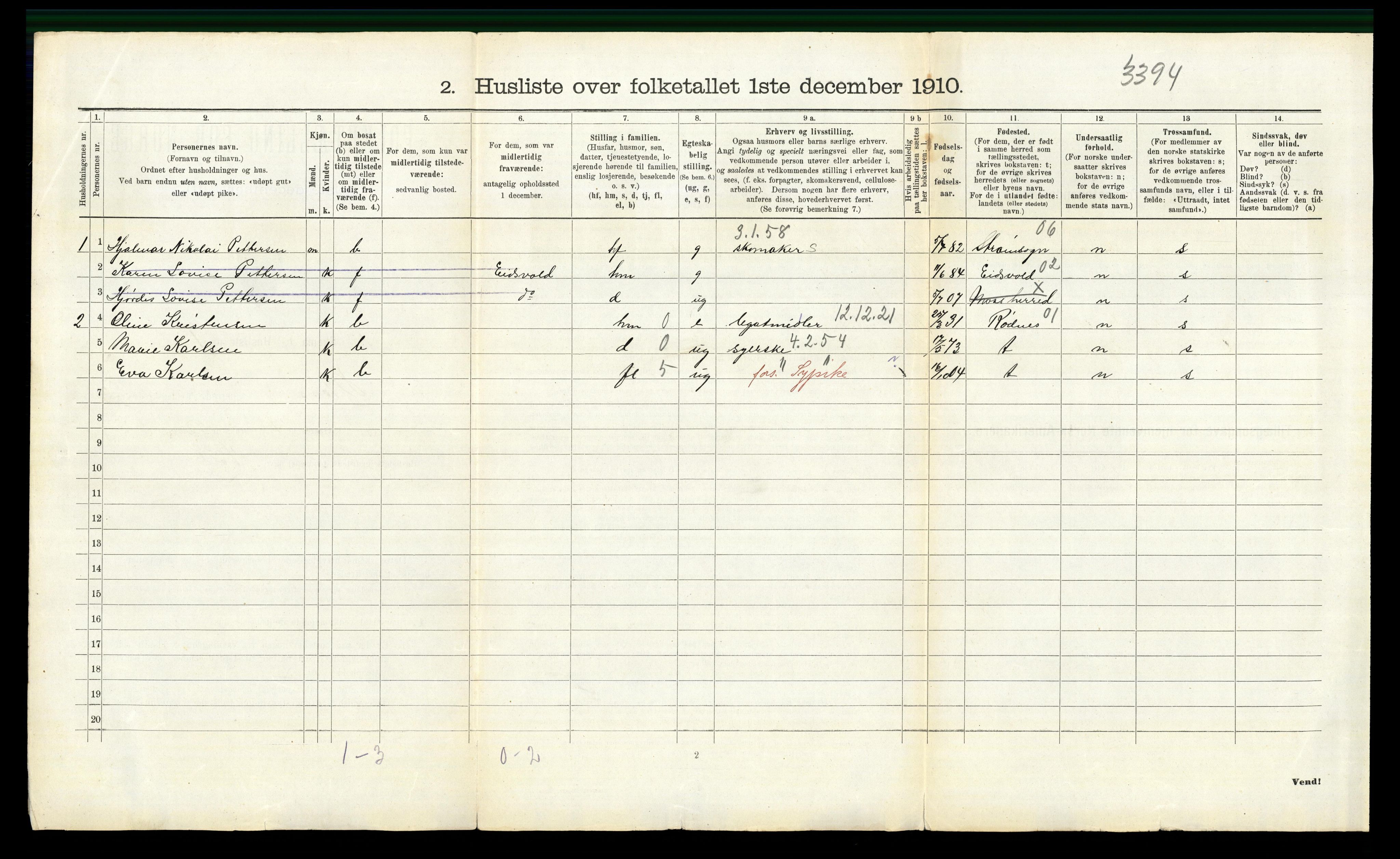 RA, 1910 census for Moss, 1910, p. 151