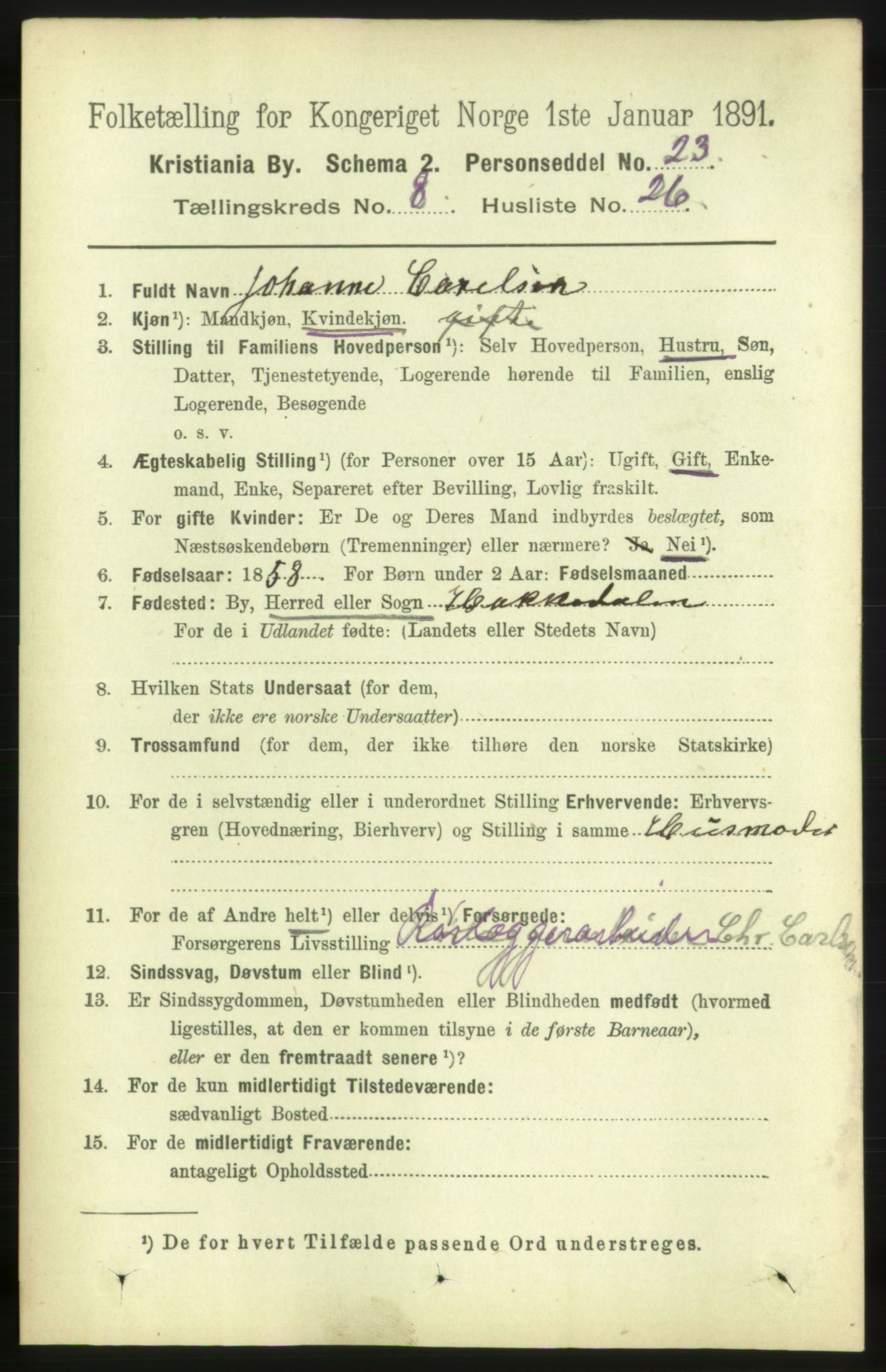 RA, 1891 census for 0301 Kristiania, 1891, p. 3931