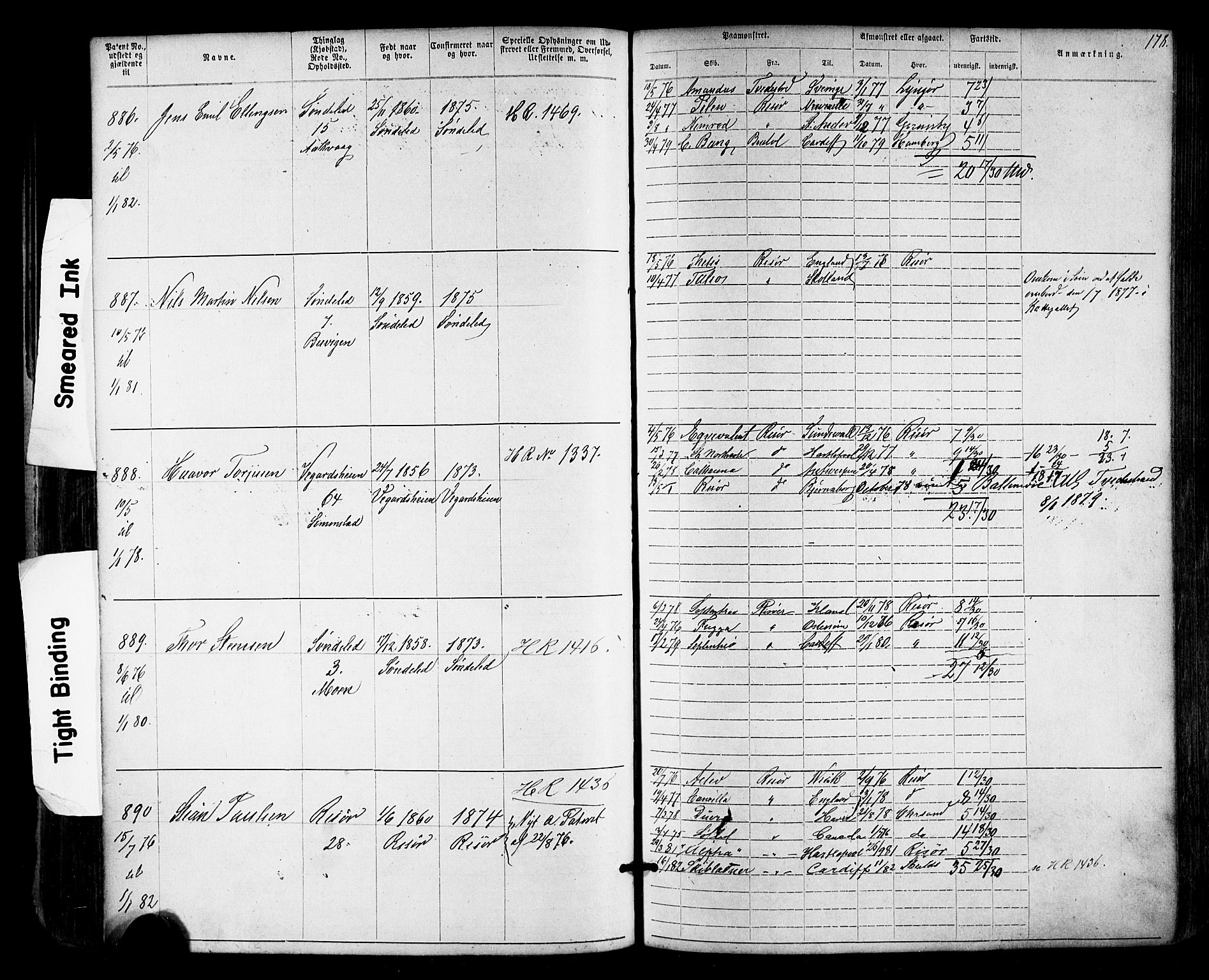 Risør mønstringskrets, AV/SAK-2031-0010/F/Fa/L0003: Annotasjonsrulle nr 1-1913 med register, T-7, 1863-1899, p. 114