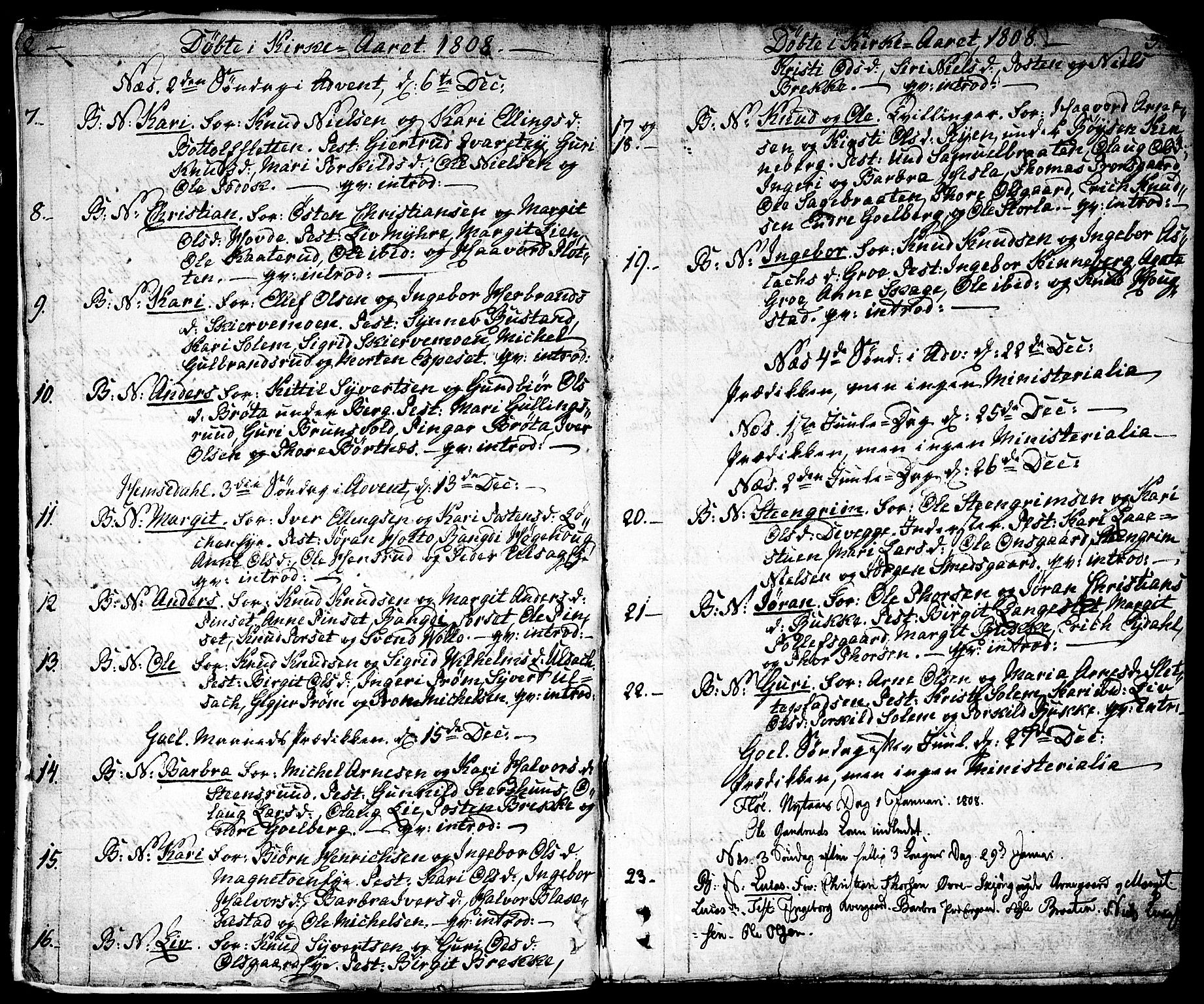 Nes kirkebøker, SAKO/A-236/F/Fa/L0006: Parish register (official) no. 6, 1808-1814, p. 2-3