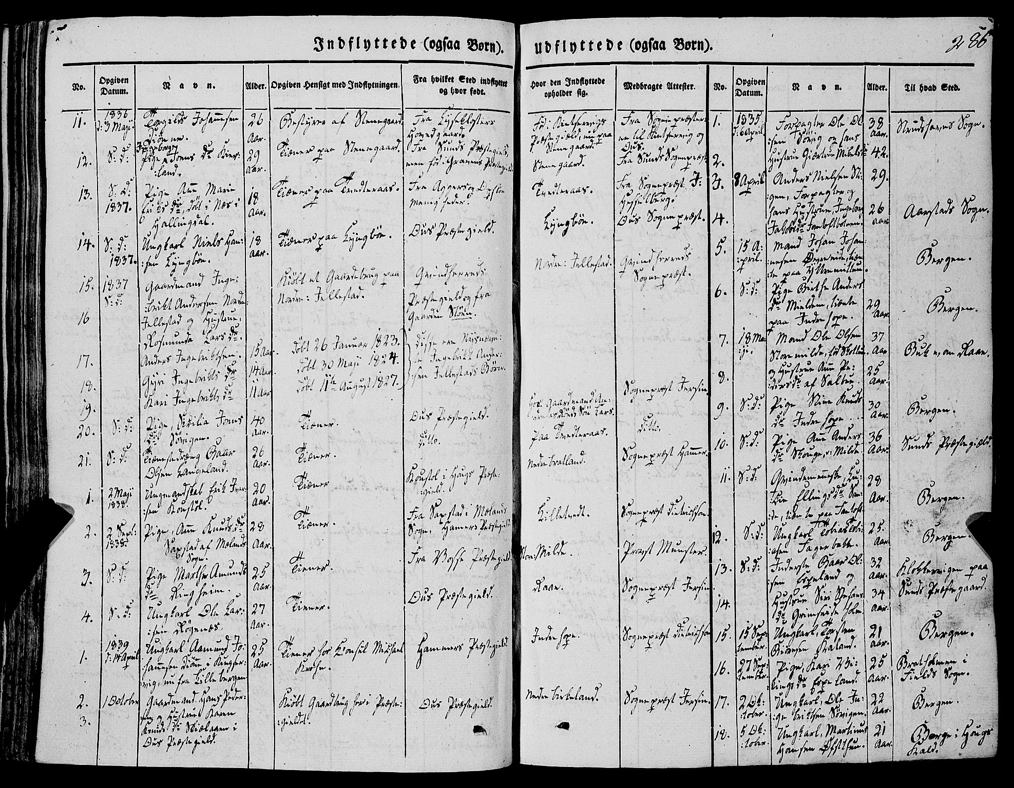 Fana Sokneprestembete, SAB/A-75101/H/Haa/Haaa/L0008: Parish register (official) no. A 8, 1829-1851, p. 286