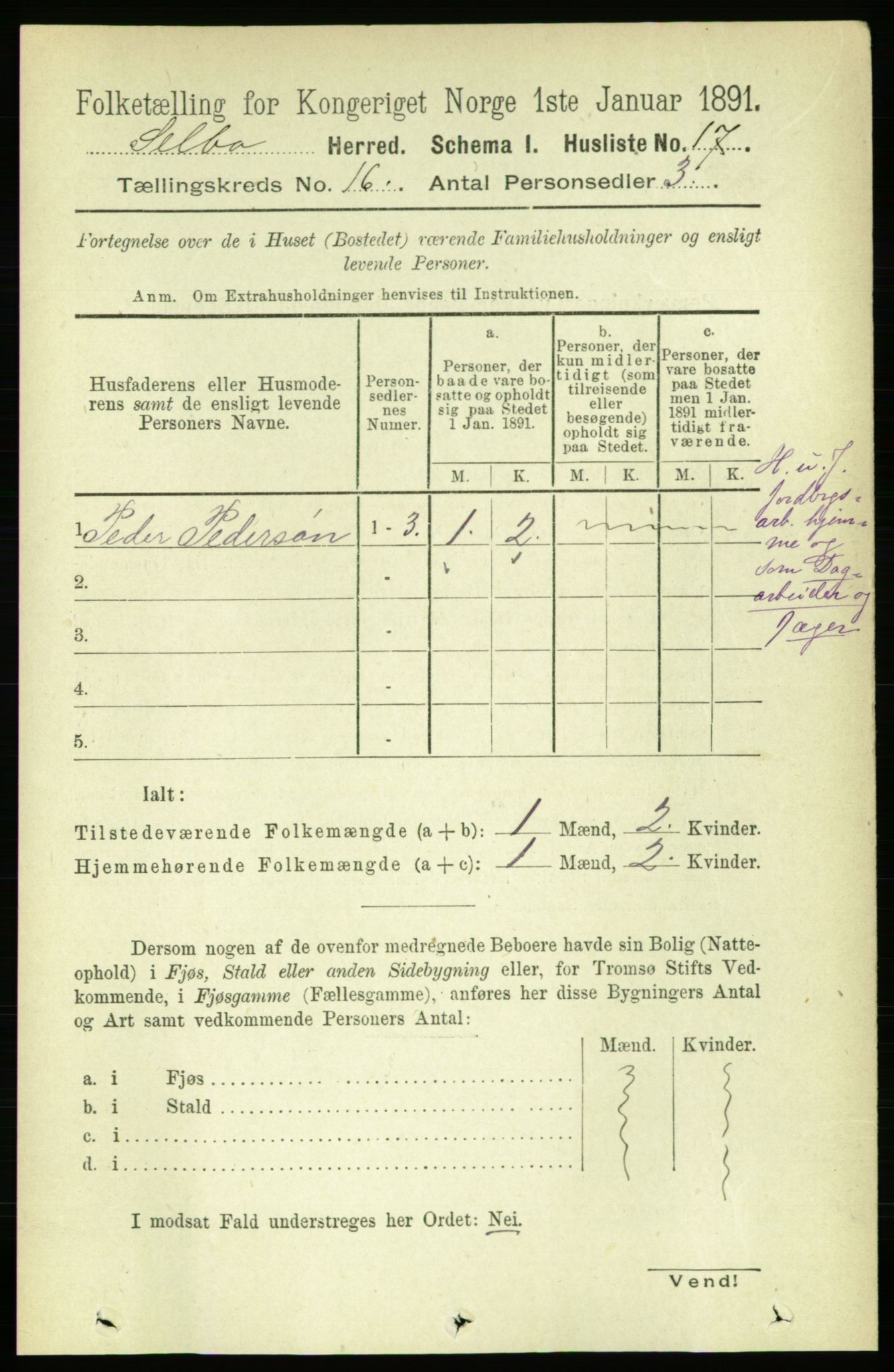 RA, 1891 census for 1664 Selbu, 1891, p. 5703