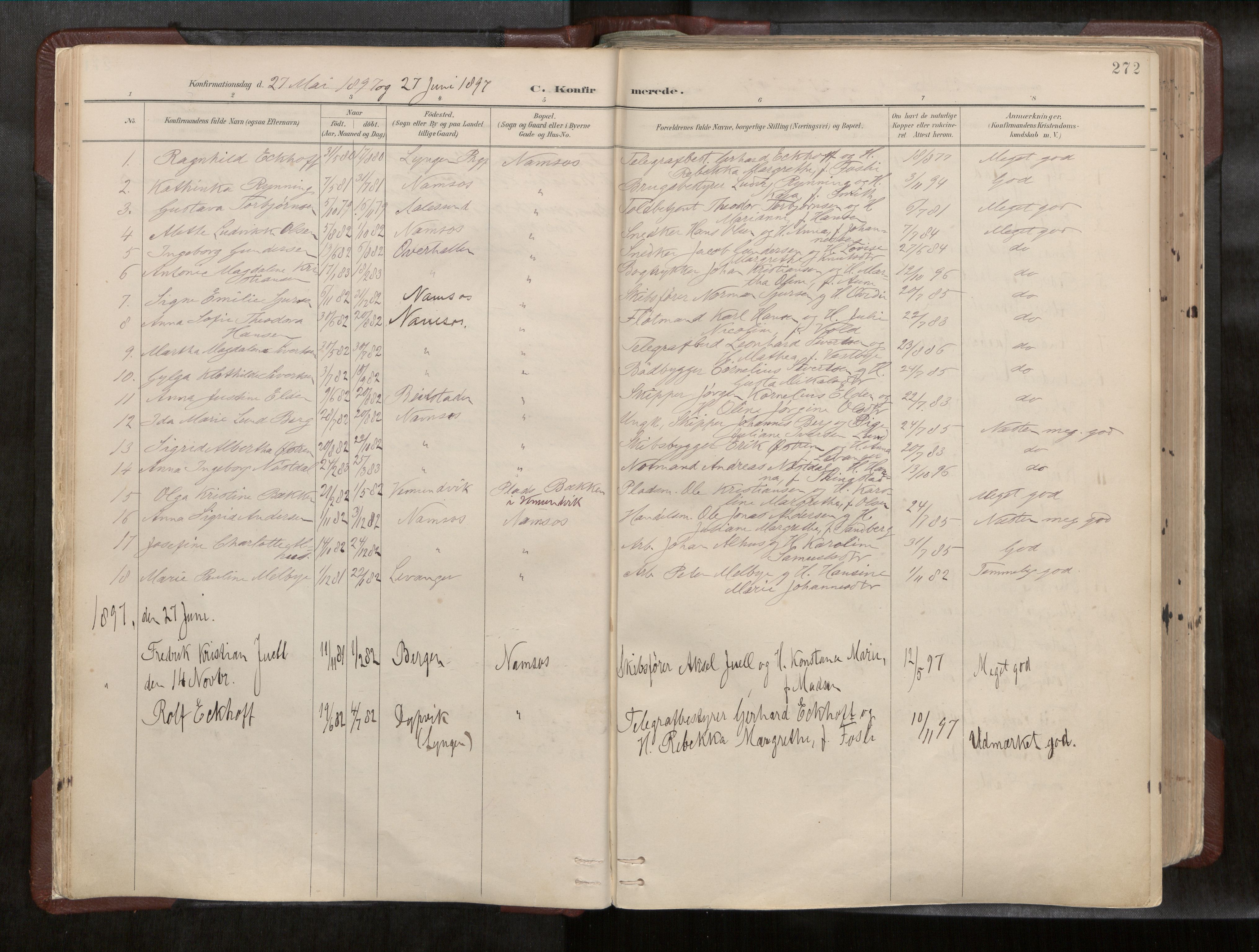 Ministerialprotokoller, klokkerbøker og fødselsregistre - Nord-Trøndelag, AV/SAT-A-1458/768/L0579a: Parish register (official) no. 768A14, 1887-1931, p. 272