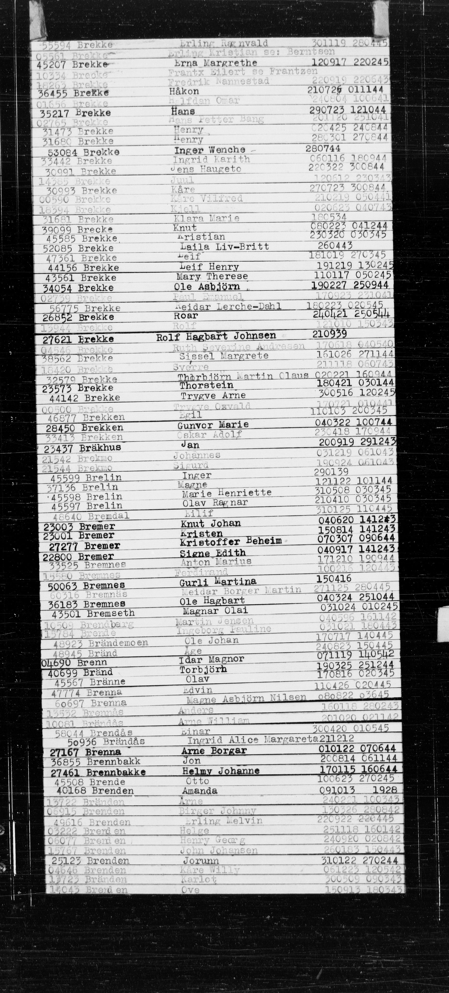 Utenriksstasjonene, Legasjonen i Stockholm, Flyktningkontoret, AV/RA-S-6753/V/Va/L0022: Alfabetisk register til Kjesäterkartoteket, 1940-1945, p. 108