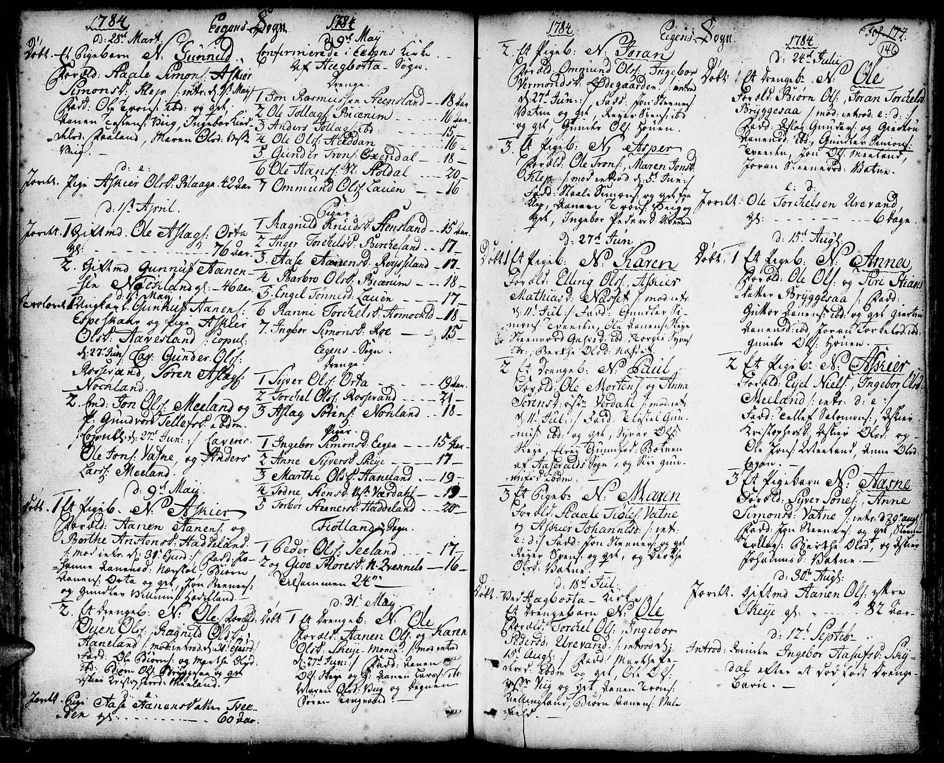 Hægebostad sokneprestkontor, AV/SAK-1111-0024/F/Fa/Faa/L0001: Parish register (official) no. A 1 /2, 1760-1823, p. 146