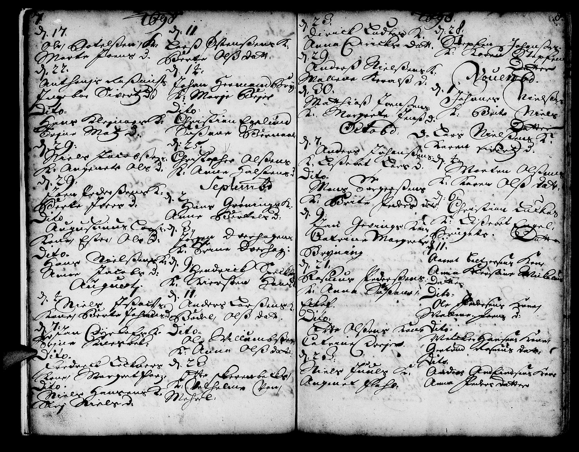 Korskirken sokneprestembete, AV/SAB-A-76101/H/Haa/L0008: Parish register (official) no. A 8, 1698-1747, p. 11-12