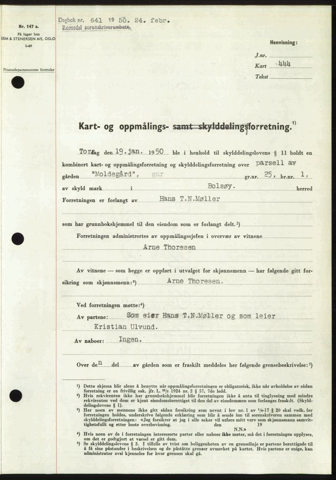 Romsdal sorenskriveri, AV/SAT-A-4149/1/2/2C: Mortgage book no. A32, 1950-1950, Diary no: : 641/1950