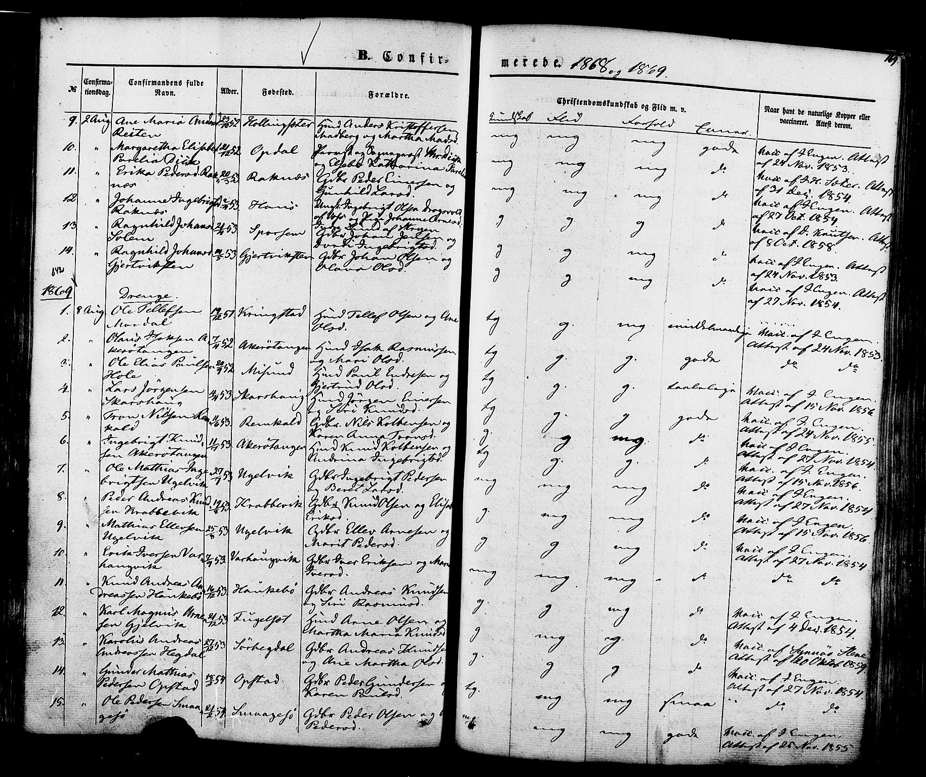 Ministerialprotokoller, klokkerbøker og fødselsregistre - Møre og Romsdal, SAT/A-1454/560/L0719: Parish register (official) no. 560A03, 1845-1872, p. 169