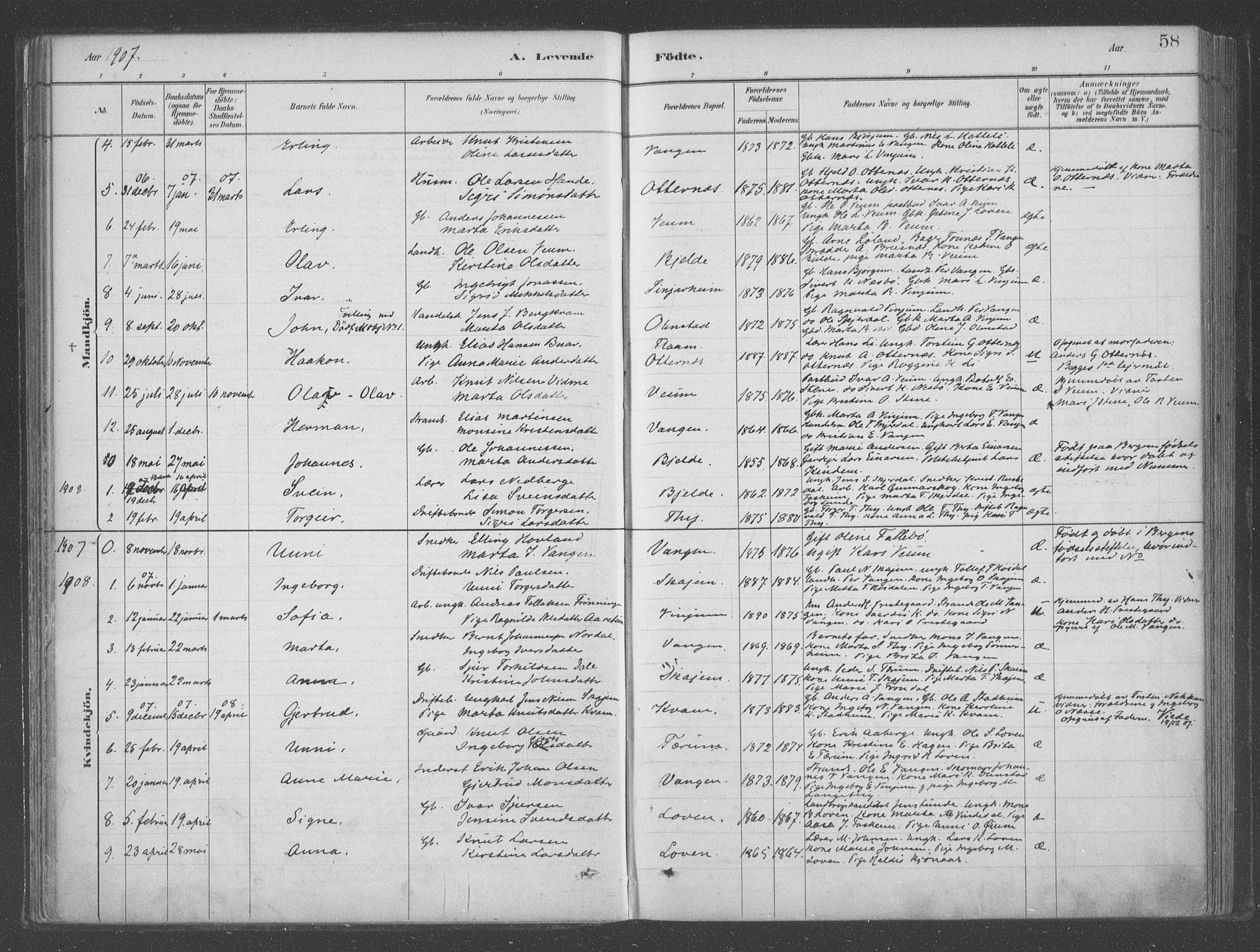 Aurland sokneprestembete, AV/SAB-A-99937/H/Ha/Hab/L0001: Parish register (official) no. B  1, 1880-1909, p. 58