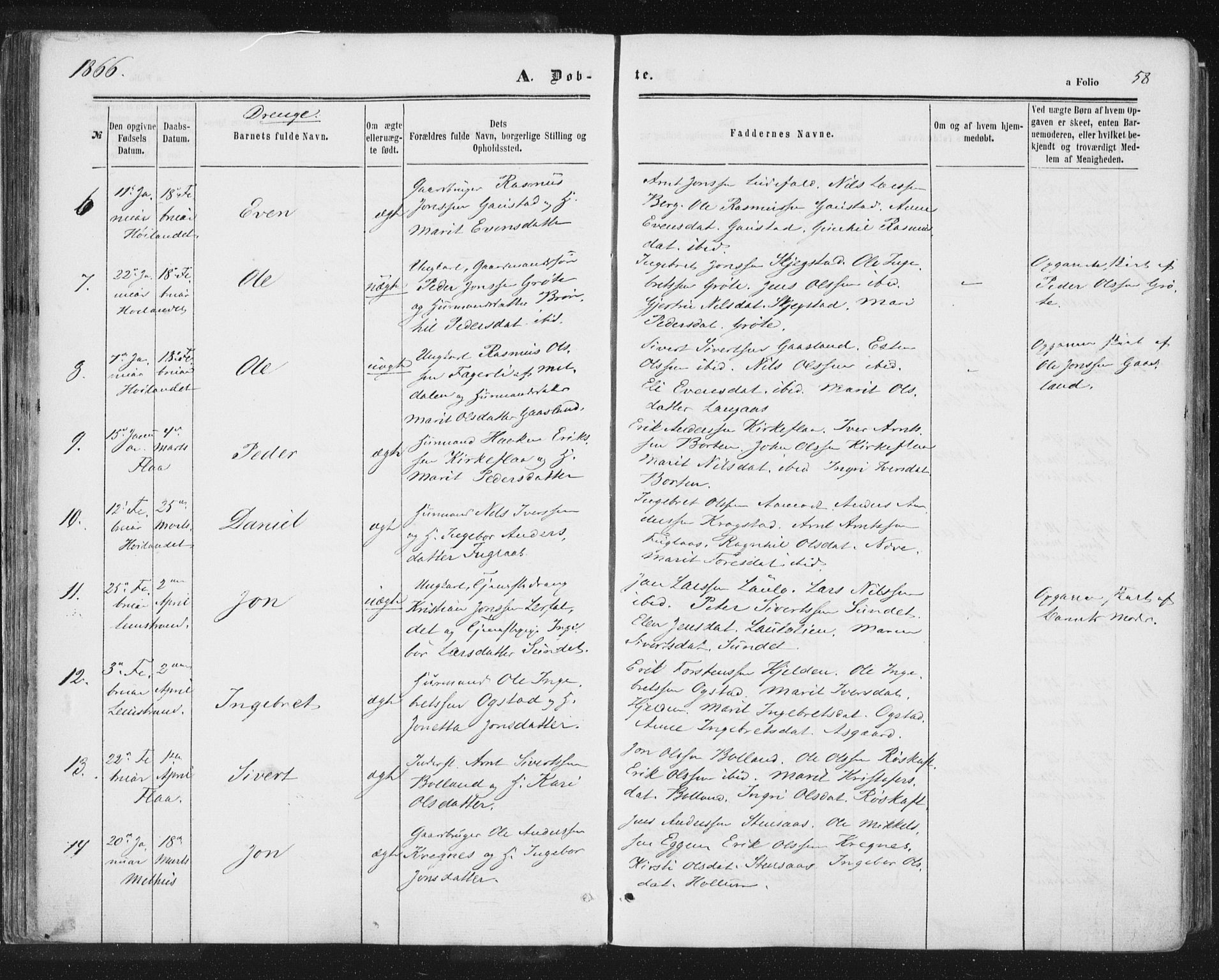 Ministerialprotokoller, klokkerbøker og fødselsregistre - Sør-Trøndelag, SAT/A-1456/691/L1077: Parish register (official) no. 691A09, 1862-1873, p. 58
