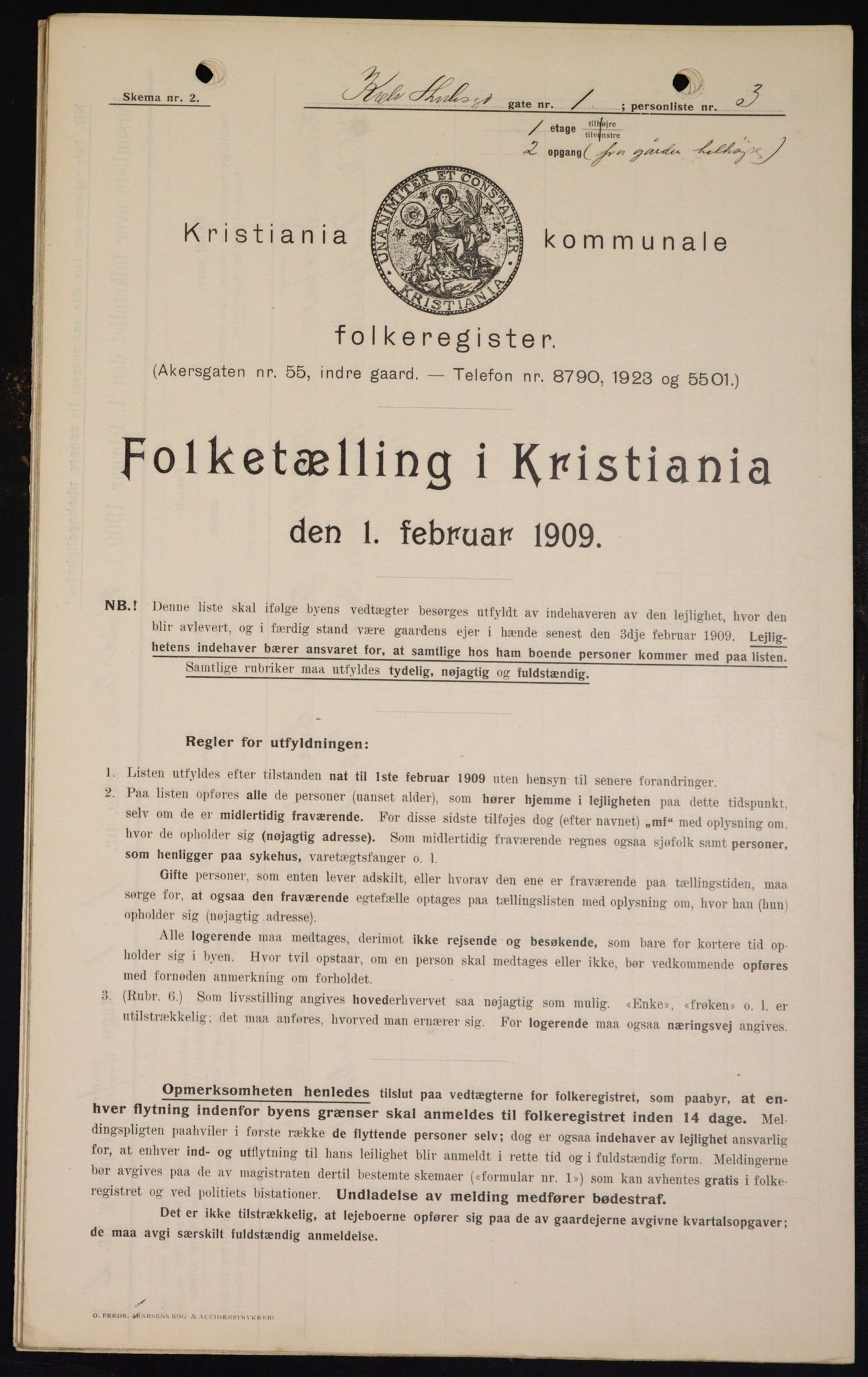 OBA, Municipal Census 1909 for Kristiania, 1909, p. 46919