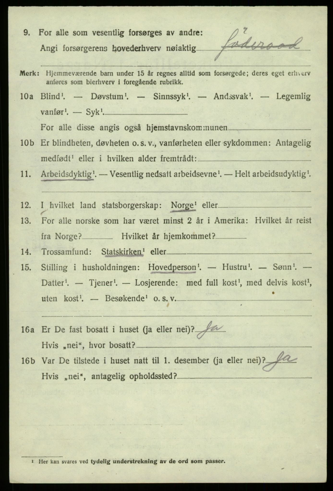 SAB, 1920 census for Eidfjord, 1920, p. 1005