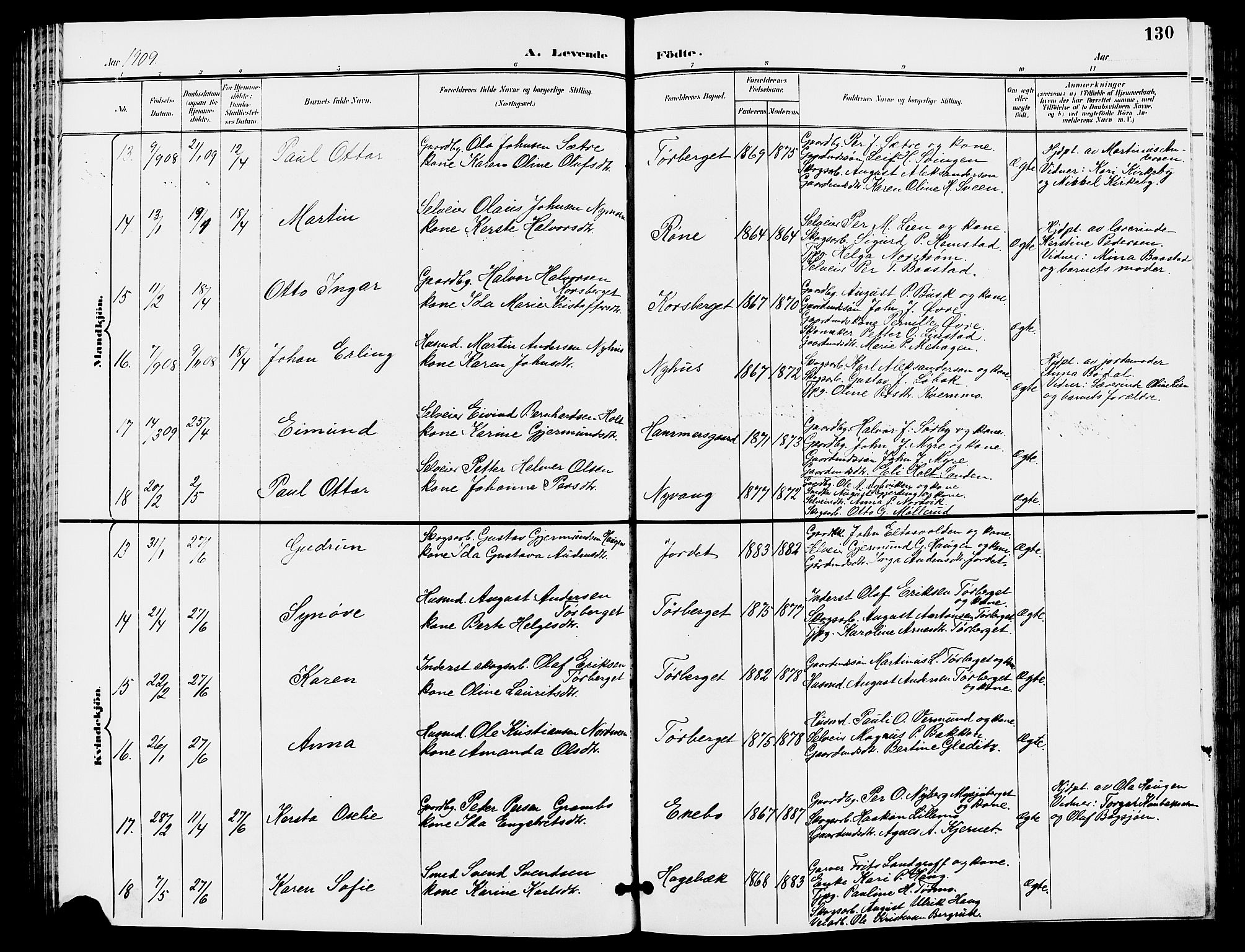 Trysil prestekontor, AV/SAH-PREST-046/H/Ha/Hab/L0006: Parish register (copy) no. 6, 1896-1912, p. 130