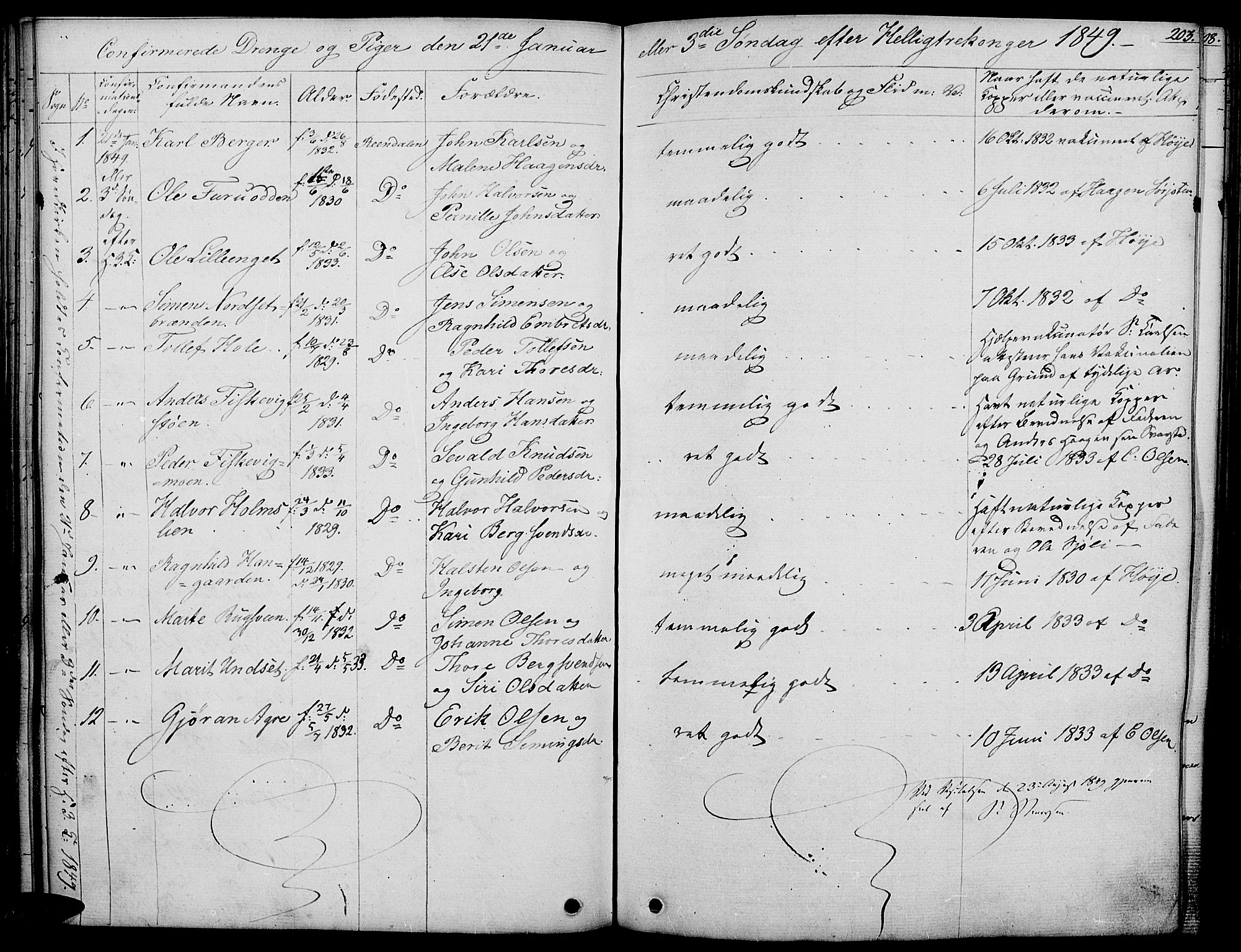 Rendalen prestekontor, AV/SAH-PREST-054/H/Ha/Haa/L0004: Parish register (official) no. 4, 1829-1852, p. 203