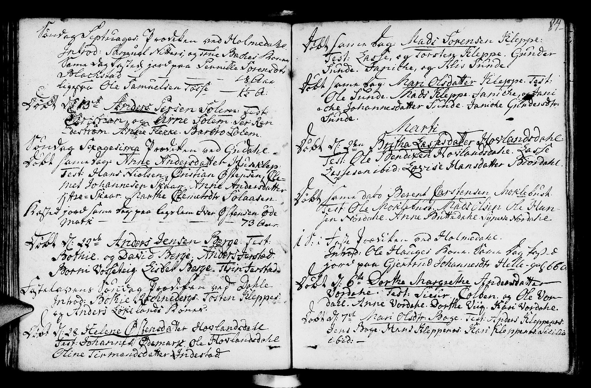 Fjaler sokneprestembete, AV/SAB-A-79801/H/Haa/Haaa/L0003: Parish register (official) no. A 3, 1799-1814, p. 84