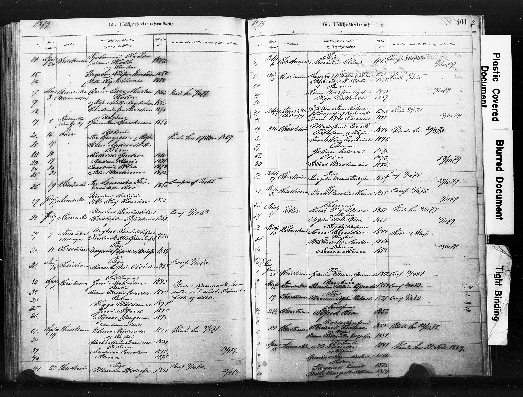 Bragernes kirkebøker, SAKO/A-6/F/Fb/L0006b: Parish register (official) no. II 6B, 1878-1885, p. 461