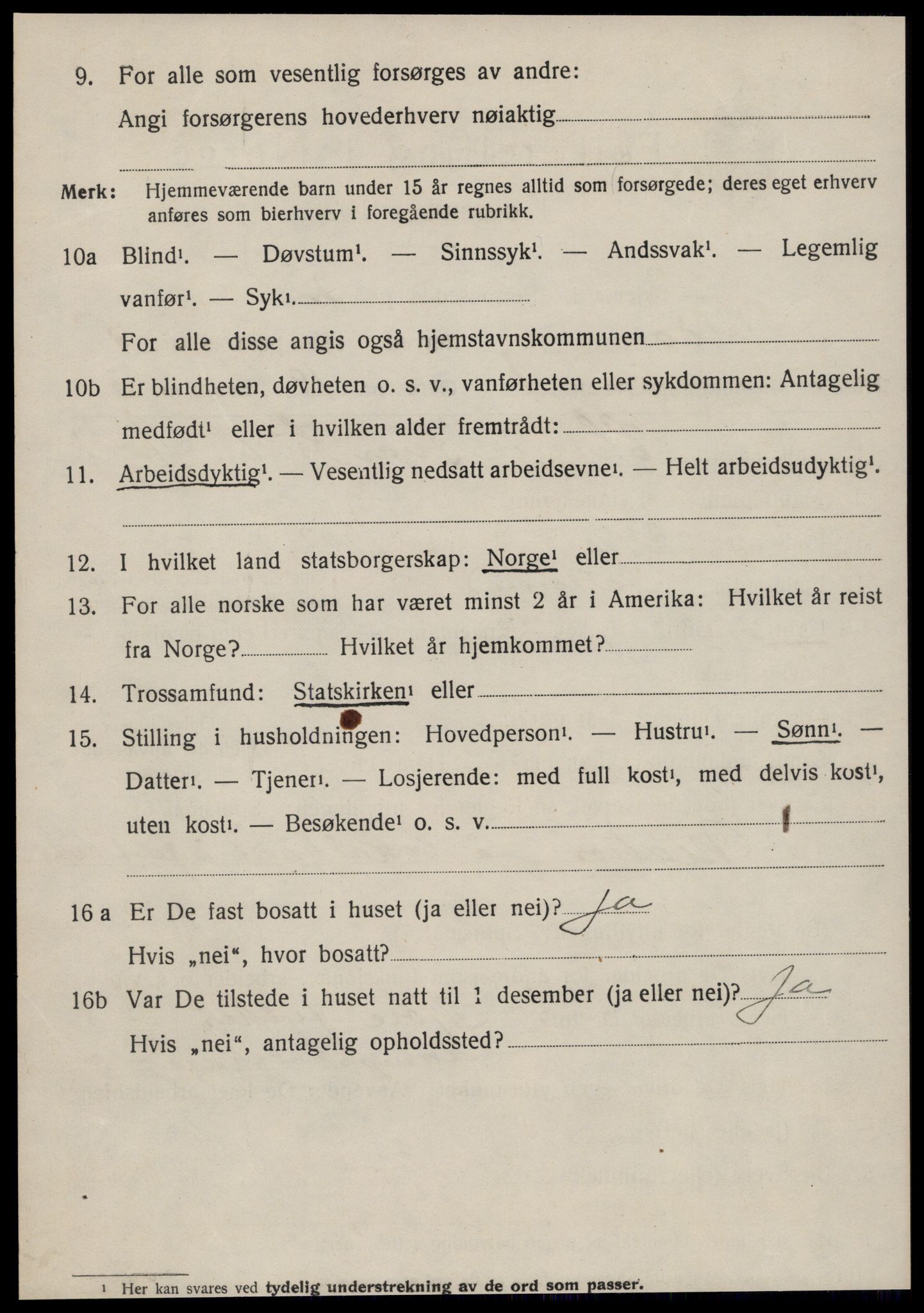 SAT, 1920 census for Volda, 1920, p. 3693