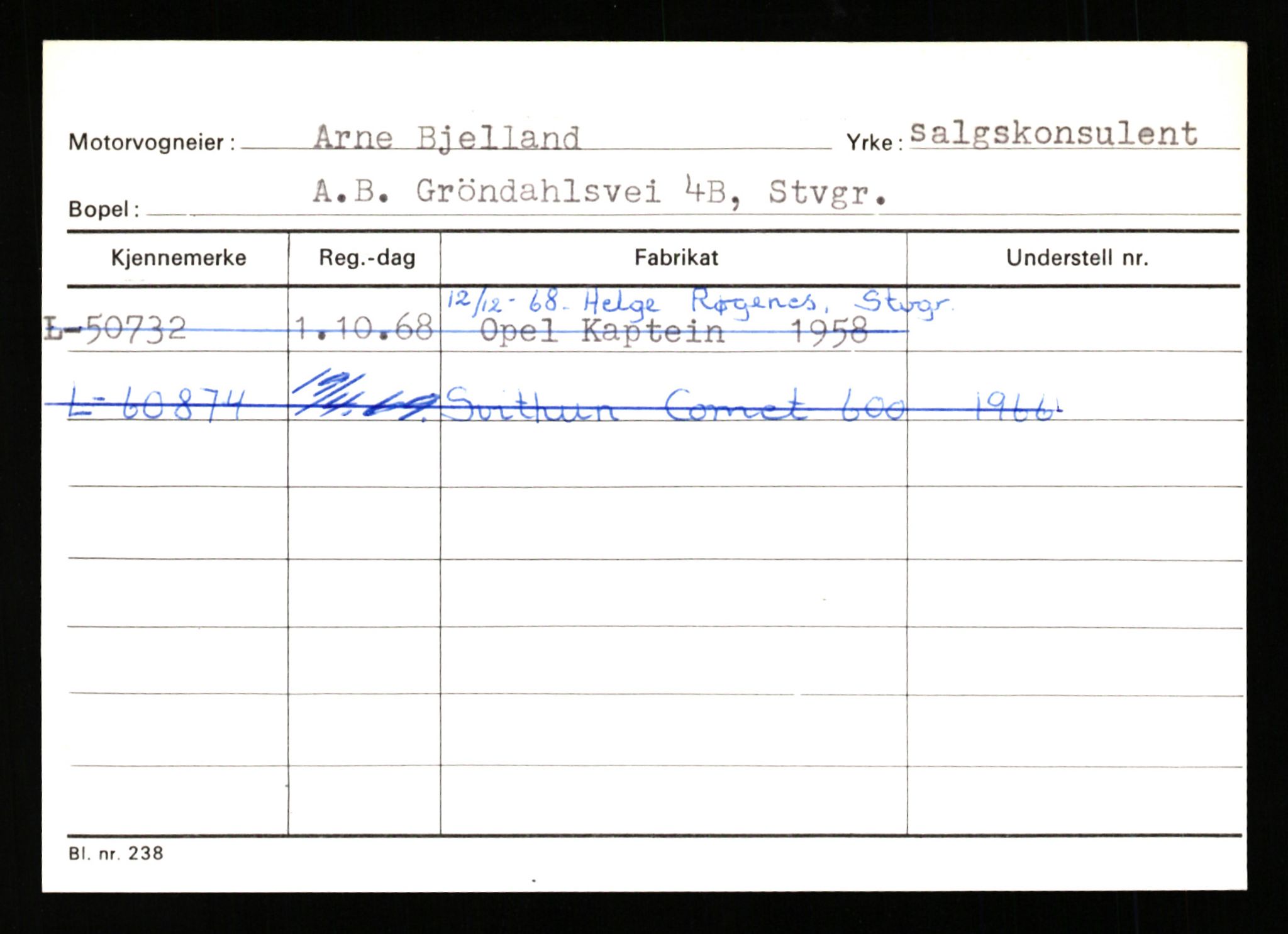 Stavanger trafikkstasjon, SAST/A-101942/0/H/L0003: Bergeland - Bjørns, 1930-1971, p. 1591