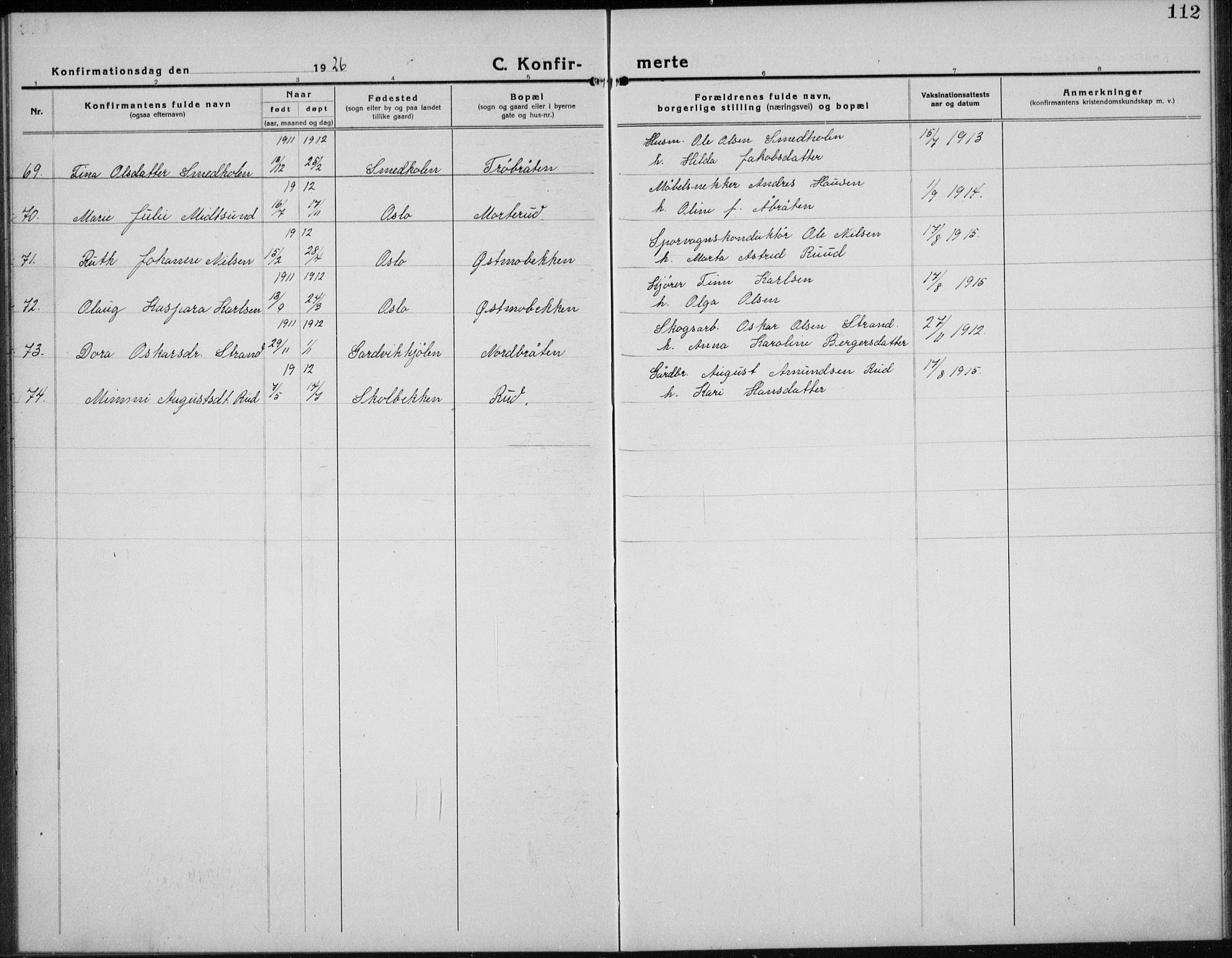 Nord-Odal prestekontor, AV/SAH-PREST-032/H/Ha/Hab/L0004: Parish register (copy) no. 4, 1921-1936, p. 112