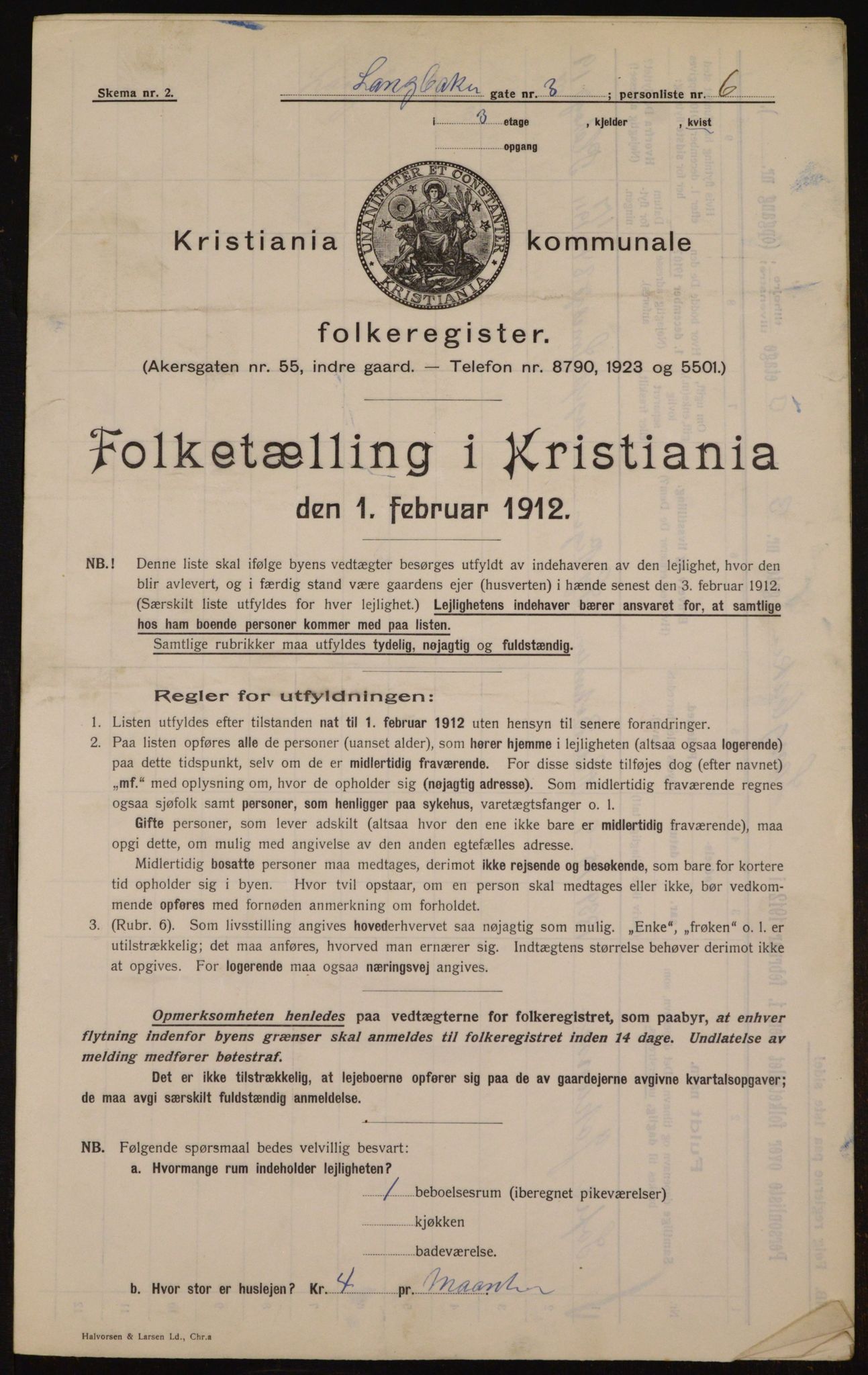 OBA, Municipal Census 1912 for Kristiania, 1912, p. 56611