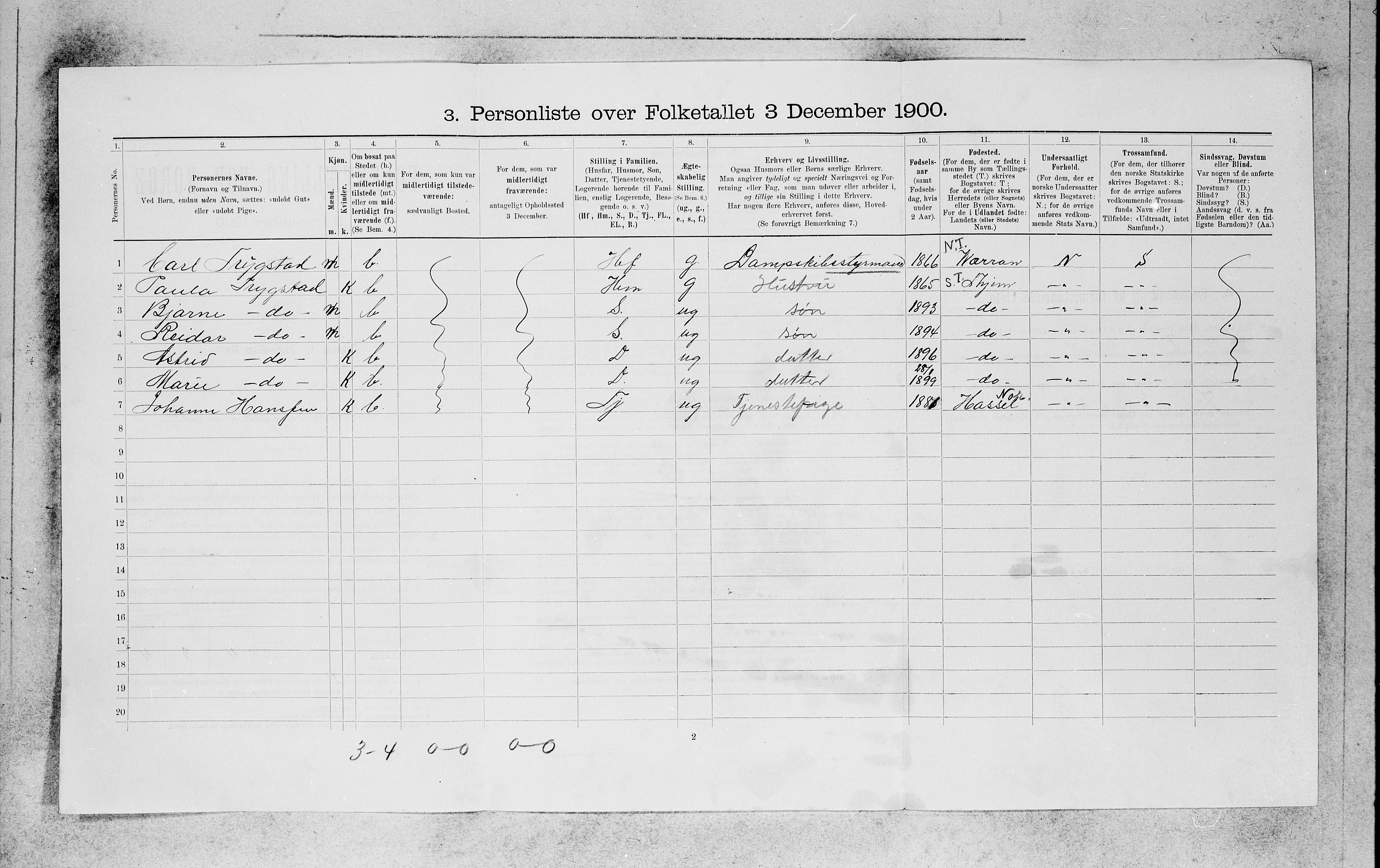 SAB, 1900 census for Bergen, 1900, p. 11079