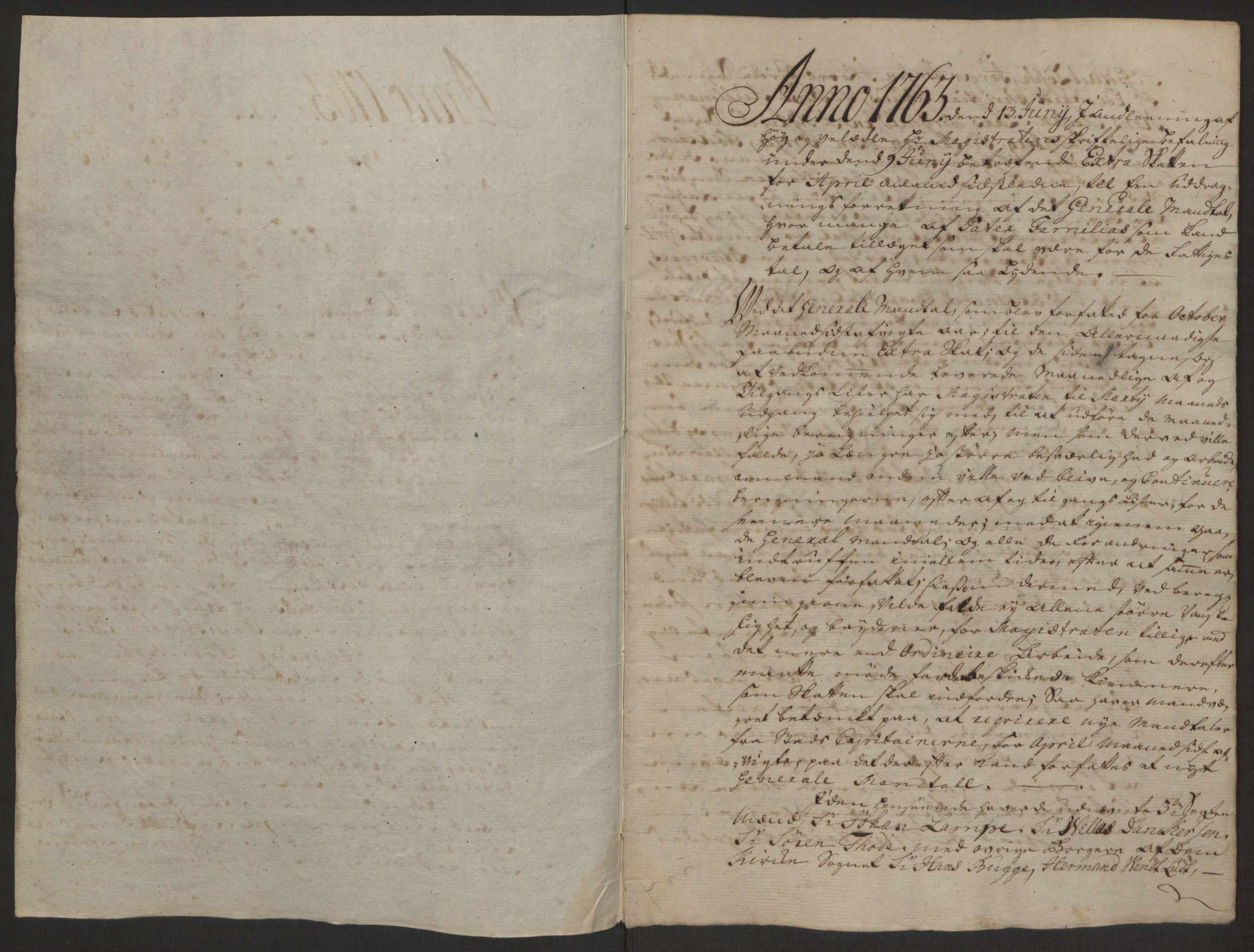 Rentekammeret inntil 1814, Reviderte regnskaper, Byregnskaper, AV/RA-EA-4066/R/Rp/L0366/0001: [P20] Kontribusjonsregnskap / Ekstraskatt, 1763, p. 217