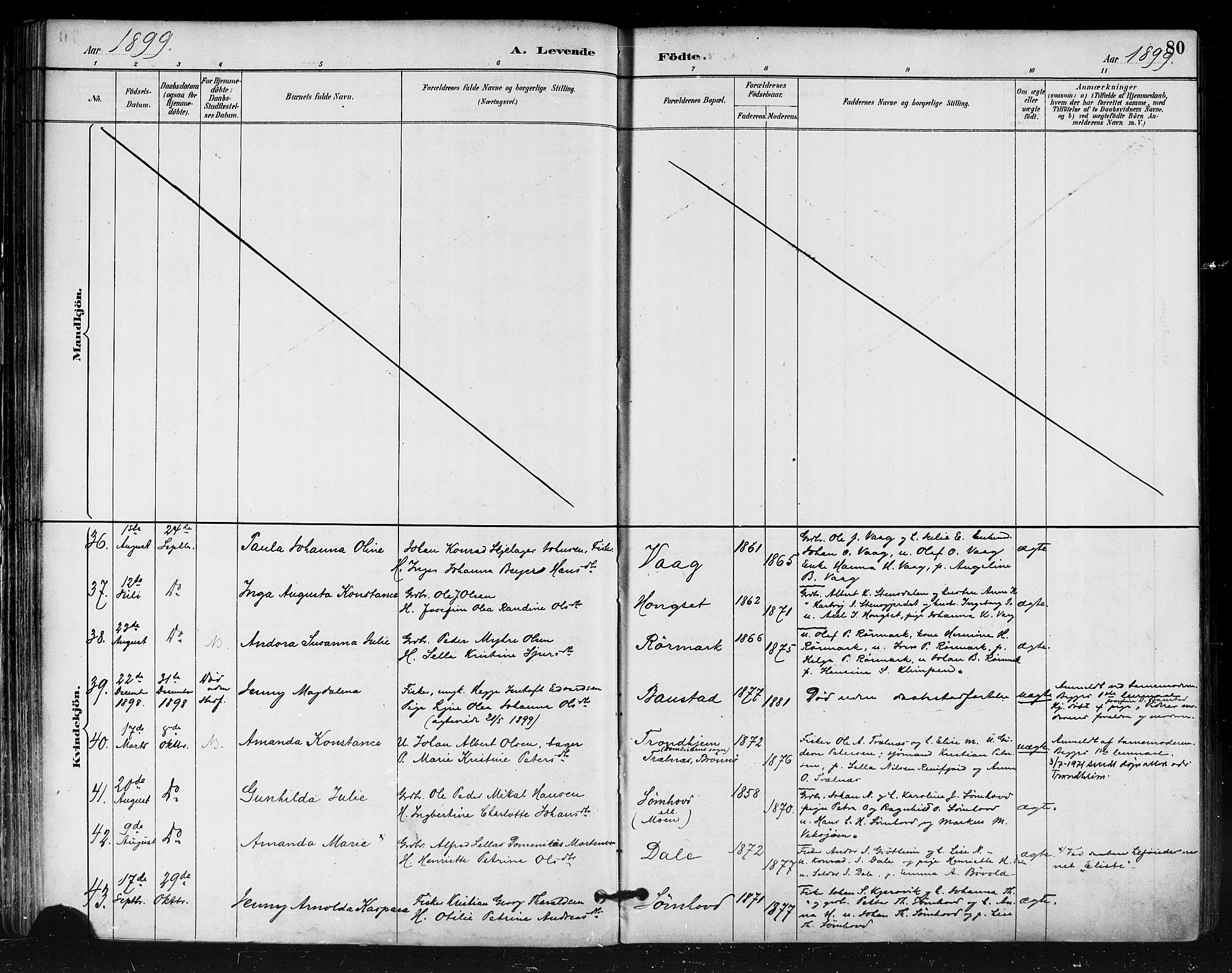 Ministerialprotokoller, klokkerbøker og fødselsregistre - Nordland, AV/SAT-A-1459/812/L0178: Parish register (official) no. 812A07, 1886-1900, p. 80