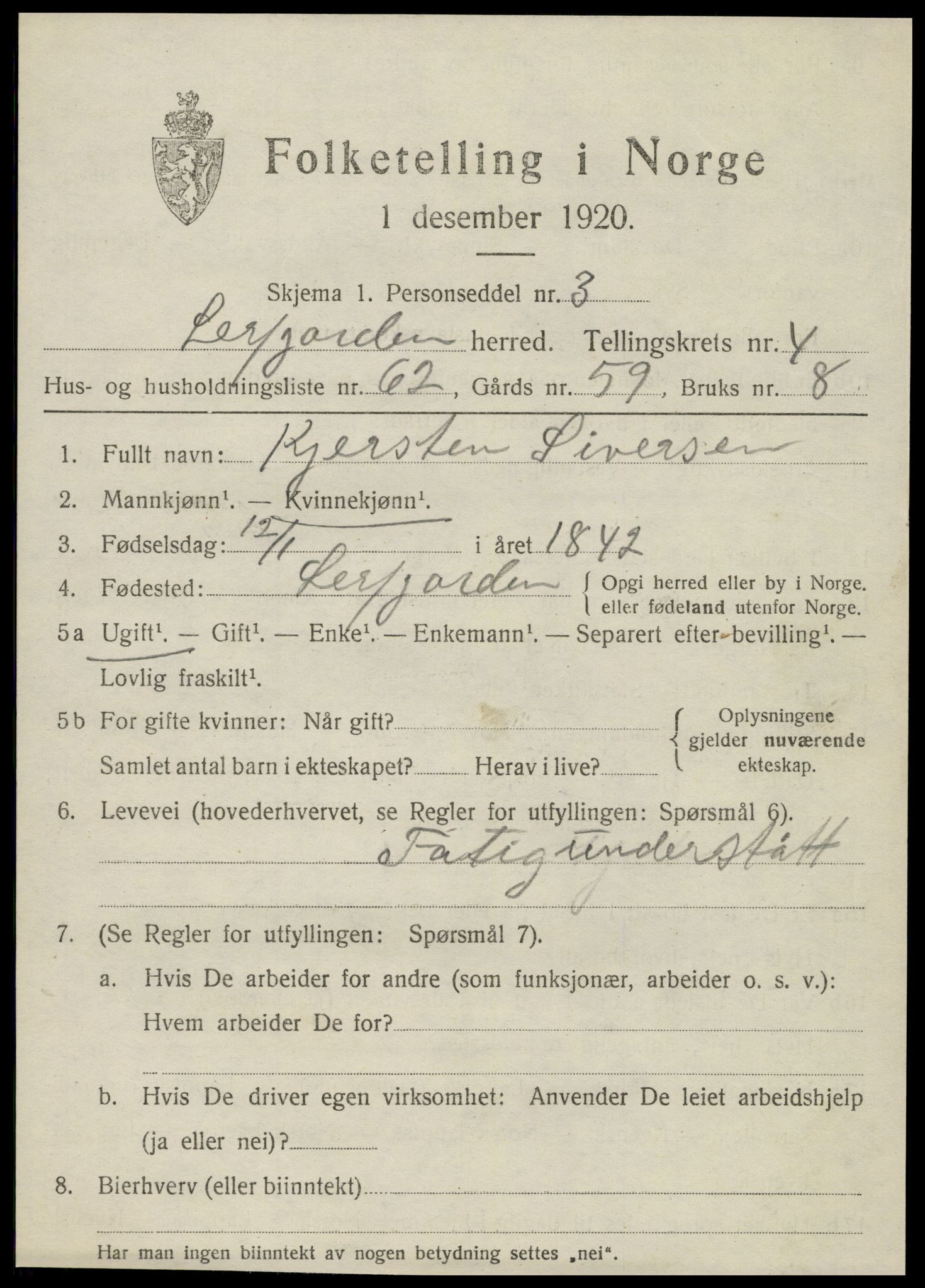 SAT, 1920 census for Leirfjord, 1920, p. 3289