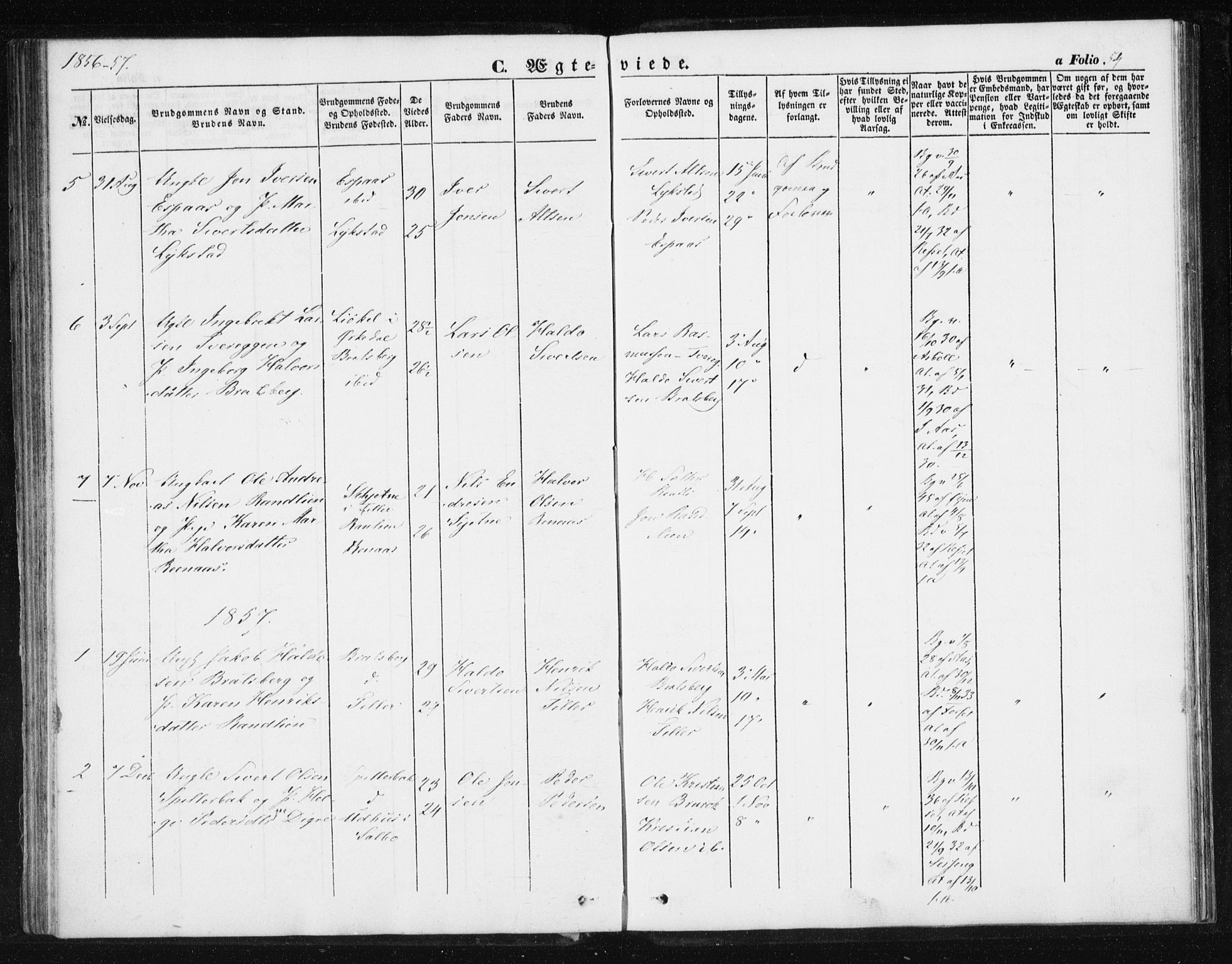 Ministerialprotokoller, klokkerbøker og fødselsregistre - Sør-Trøndelag, SAT/A-1456/608/L0332: Parish register (official) no. 608A01, 1848-1861, p. 54