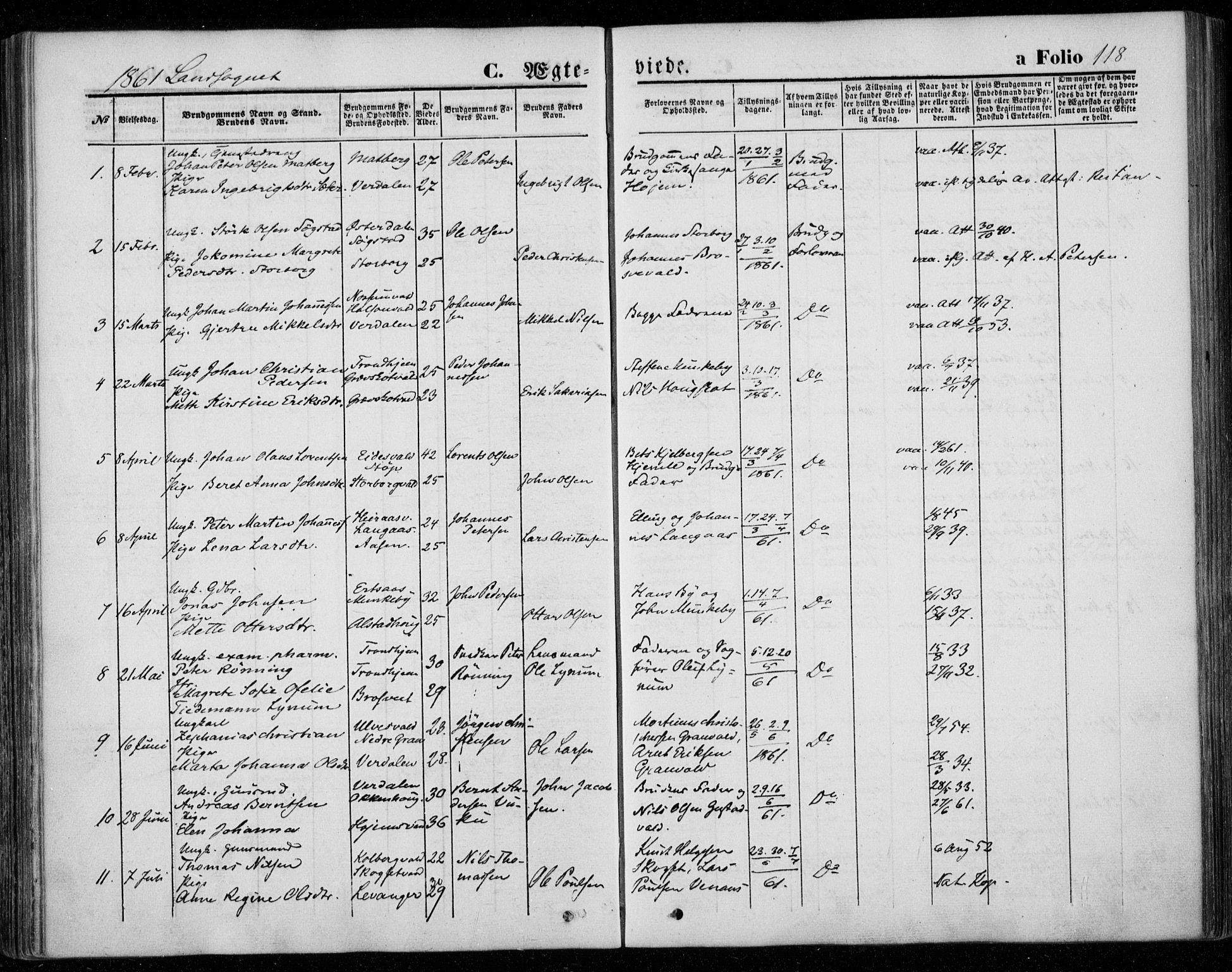 Ministerialprotokoller, klokkerbøker og fødselsregistre - Nord-Trøndelag, AV/SAT-A-1458/720/L0184: Parish register (official) no. 720A02 /2, 1855-1863, p. 118