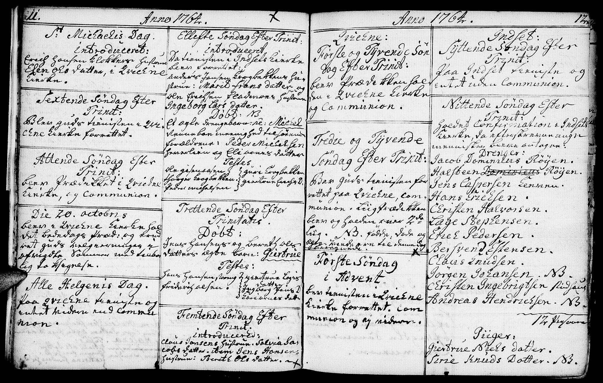 Kvikne prestekontor, SAH/PREST-064/H/Ha/Haa/L0002: Parish register (official) no. 2, 1764-1784, p. 11-12