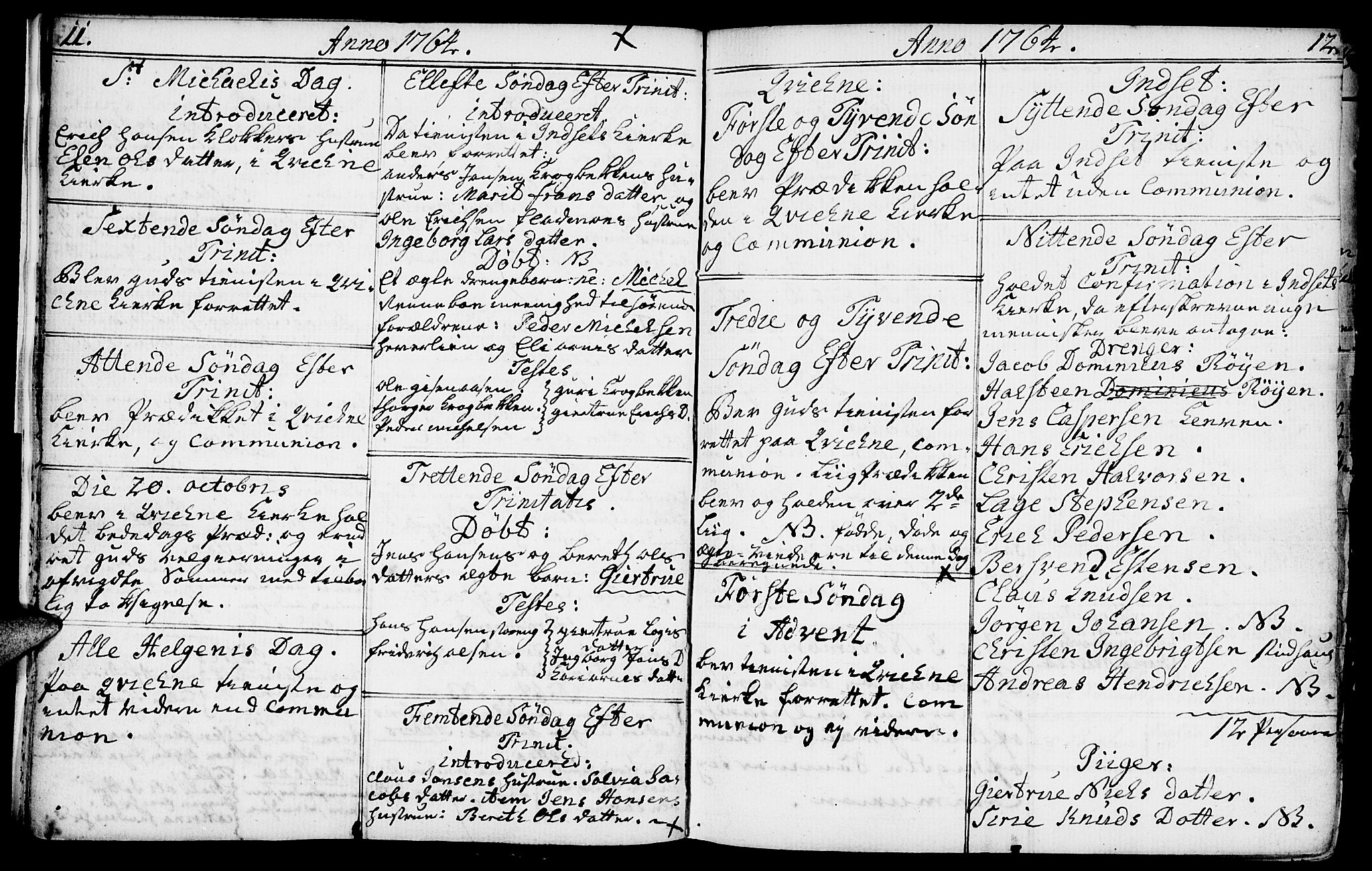 Kvikne prestekontor, AV/SAH-PREST-064/H/Ha/Haa/L0002: Parish register (official) no. 2, 1764-1784, p. 11-12