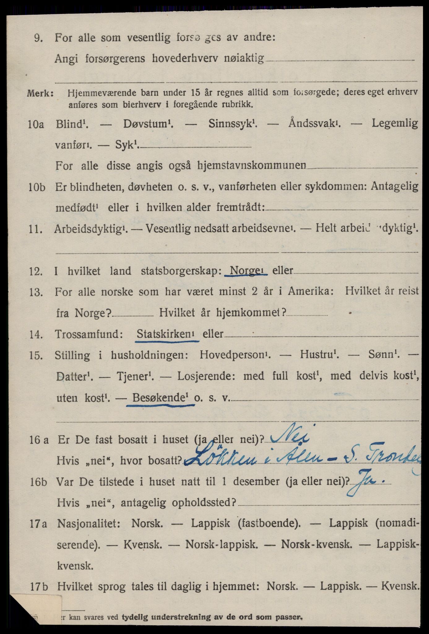 SAT, 1920 census for Haltdalen, 1920, p. 1013