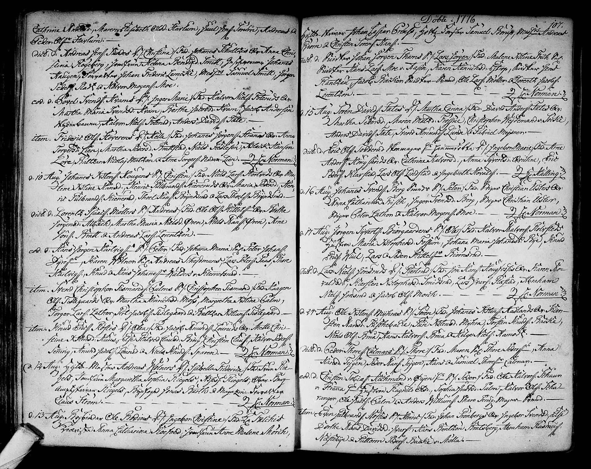 Kongsberg kirkebøker, SAKO/A-22/F/Fa/L0005: Parish register (official) no. I 5, 1769-1782, p. 107