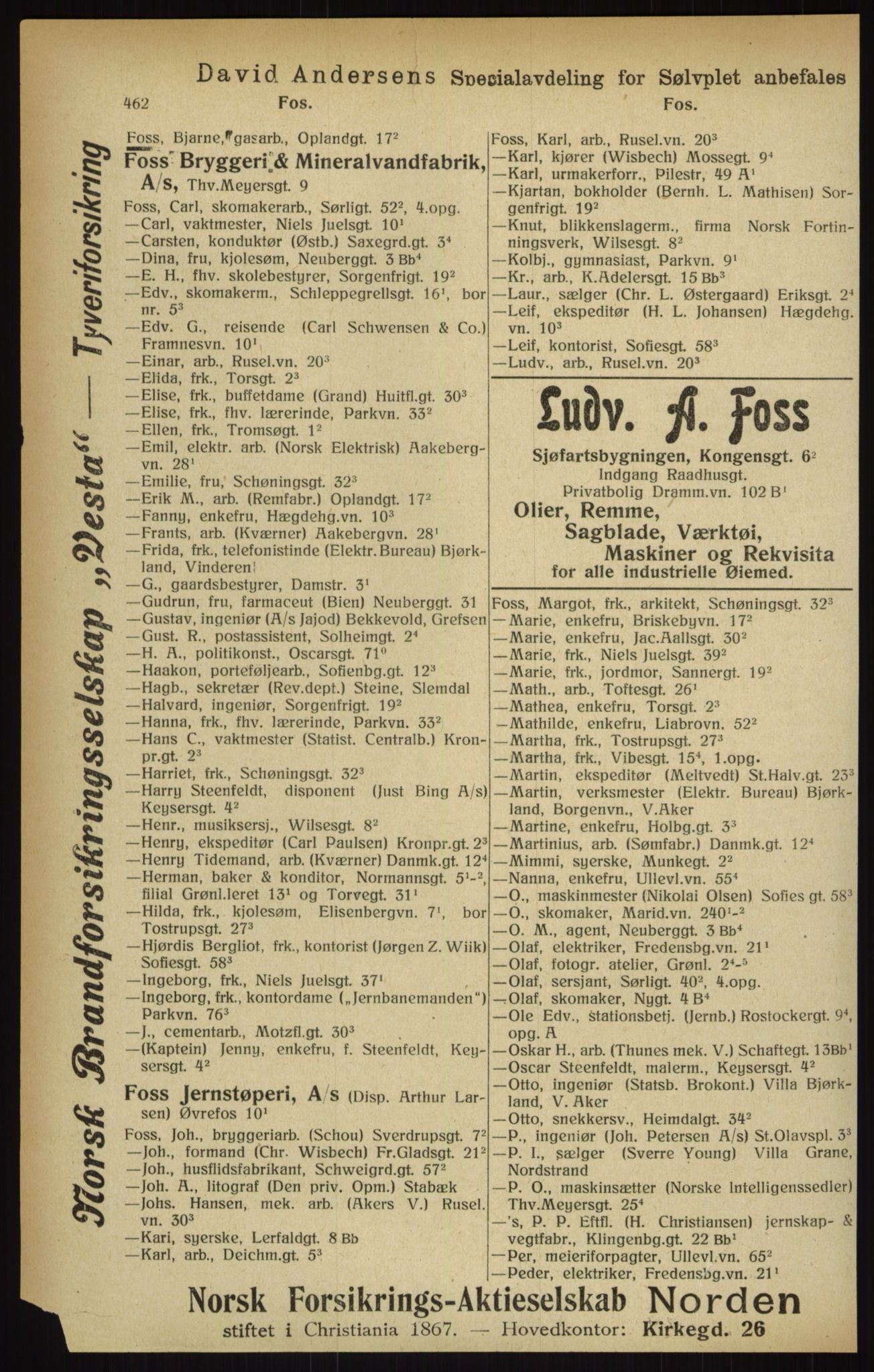 Kristiania/Oslo adressebok, PUBL/-, 1916, p. 462