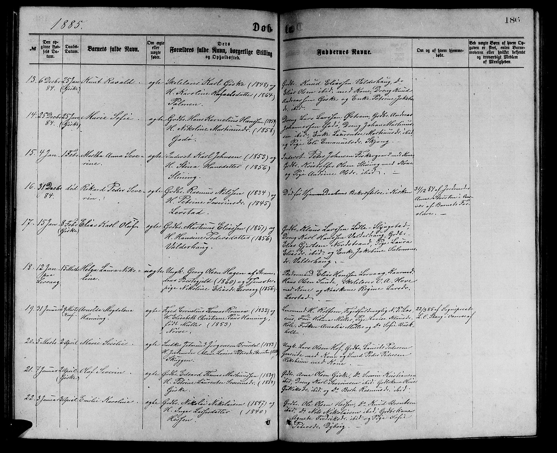 Ministerialprotokoller, klokkerbøker og fødselsregistre - Møre og Romsdal, AV/SAT-A-1454/528/L0429: Parish register (copy) no. 528C10, 1872-1886, p. 186