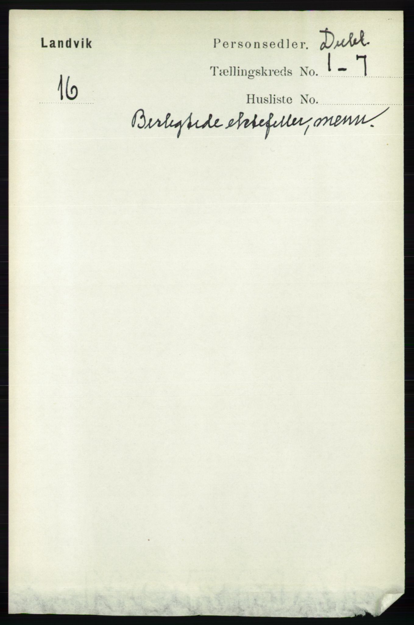 RA, Census 1891 for Nedenes amt: Gjenparter av personsedler for beslektede ektefeller, menn, 1891, p. 751