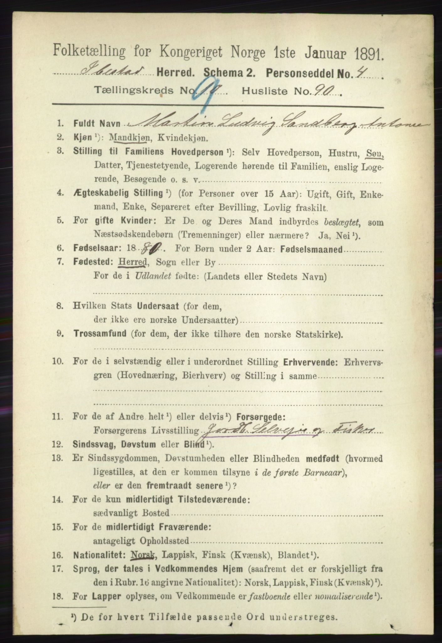 RA, 1891 census for 1917 Ibestad, 1891, p. 6540